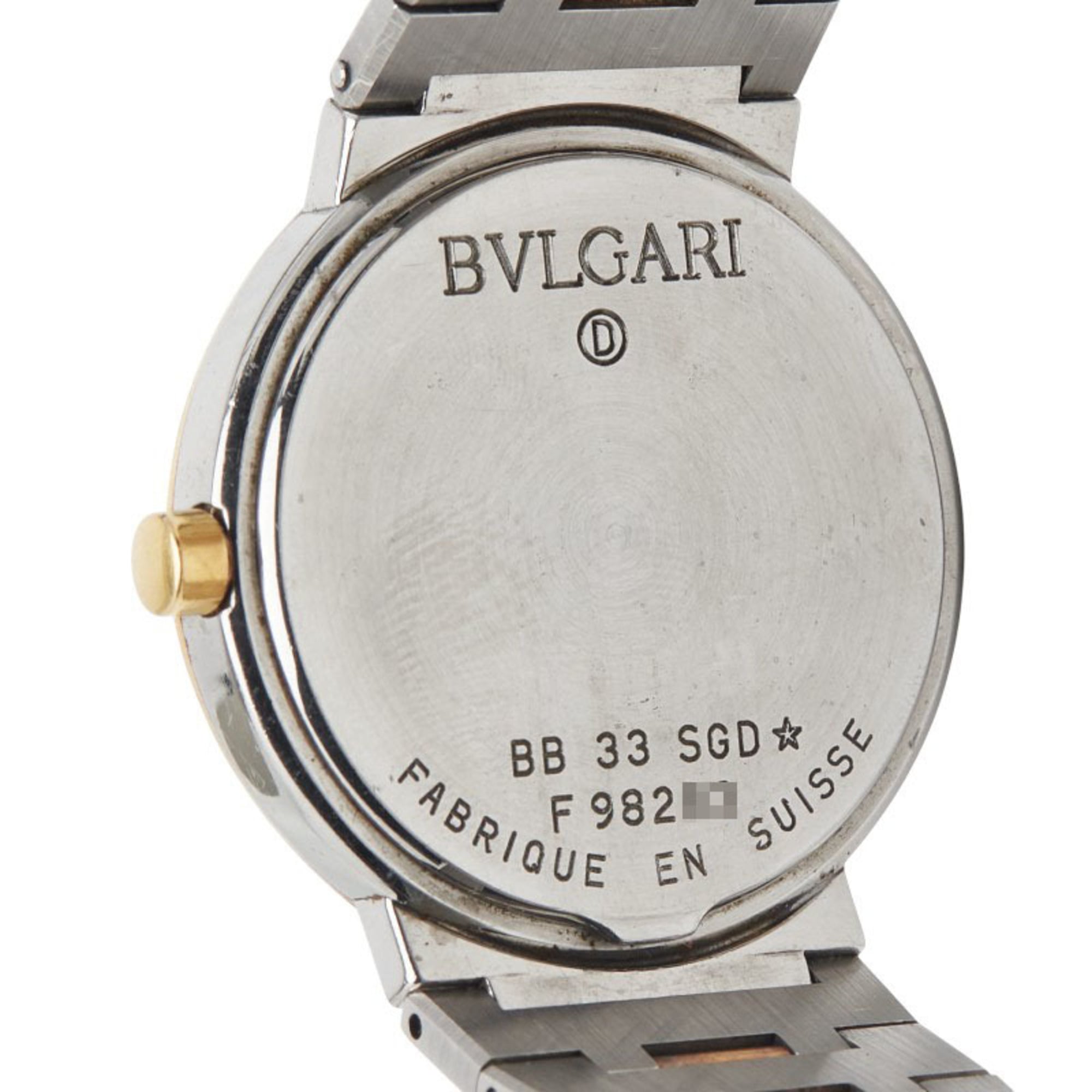 BVLGARI Men's Watch BB33SGD Quartz Black Dial Stainless Steel Yellow G