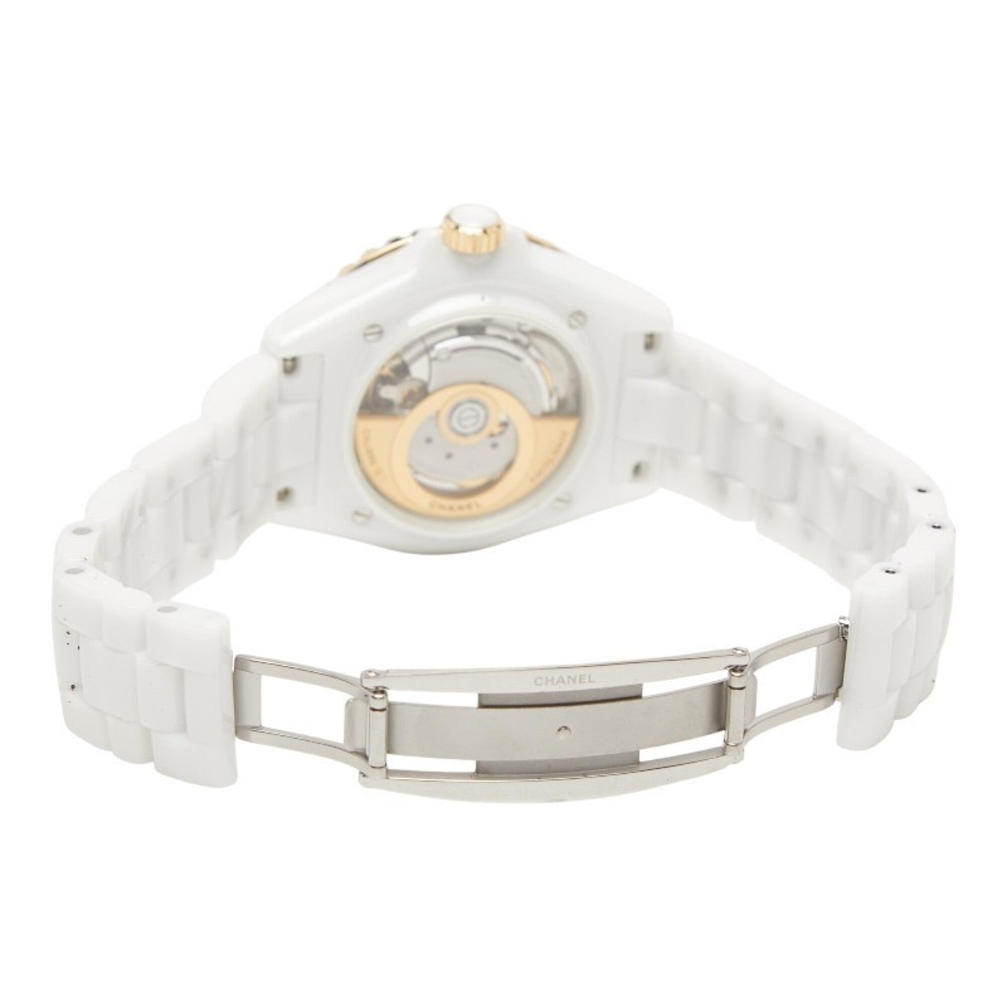 Chanel J12 Kaliber 12.1 Horloge H9540 Automatisch (met handmatige opwinding) Witte wijzerplaat 18-karaats geelgoud en keramiek Dames CHANEL