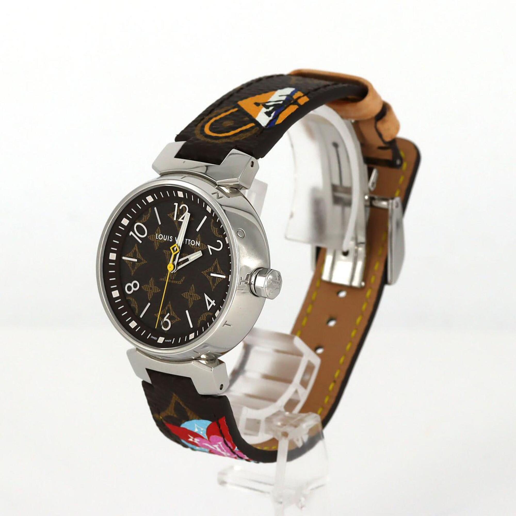Louis Vuitton Tambour Monogram QA071 SS Quartz Watch