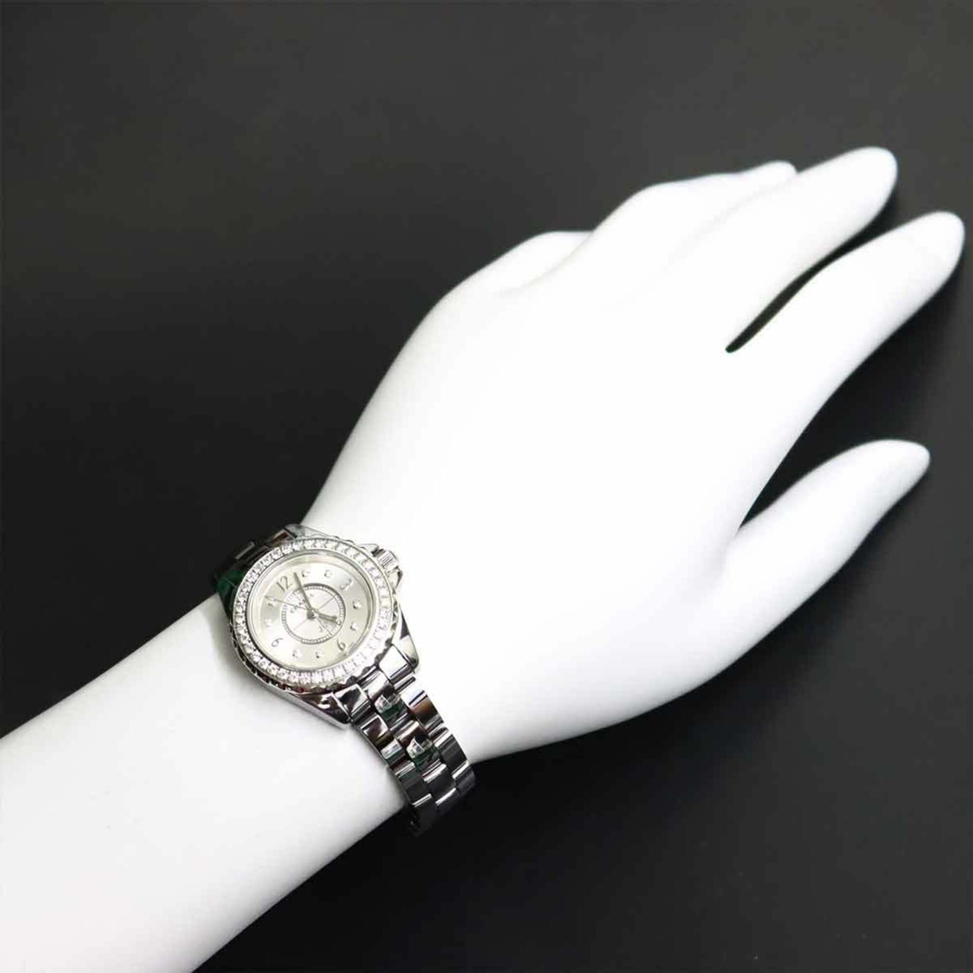 Chanel J12 Chromatic H3402 Ladies' with Diamond Bezel 8 Diamonds Gray Ceramic Quartz Movement