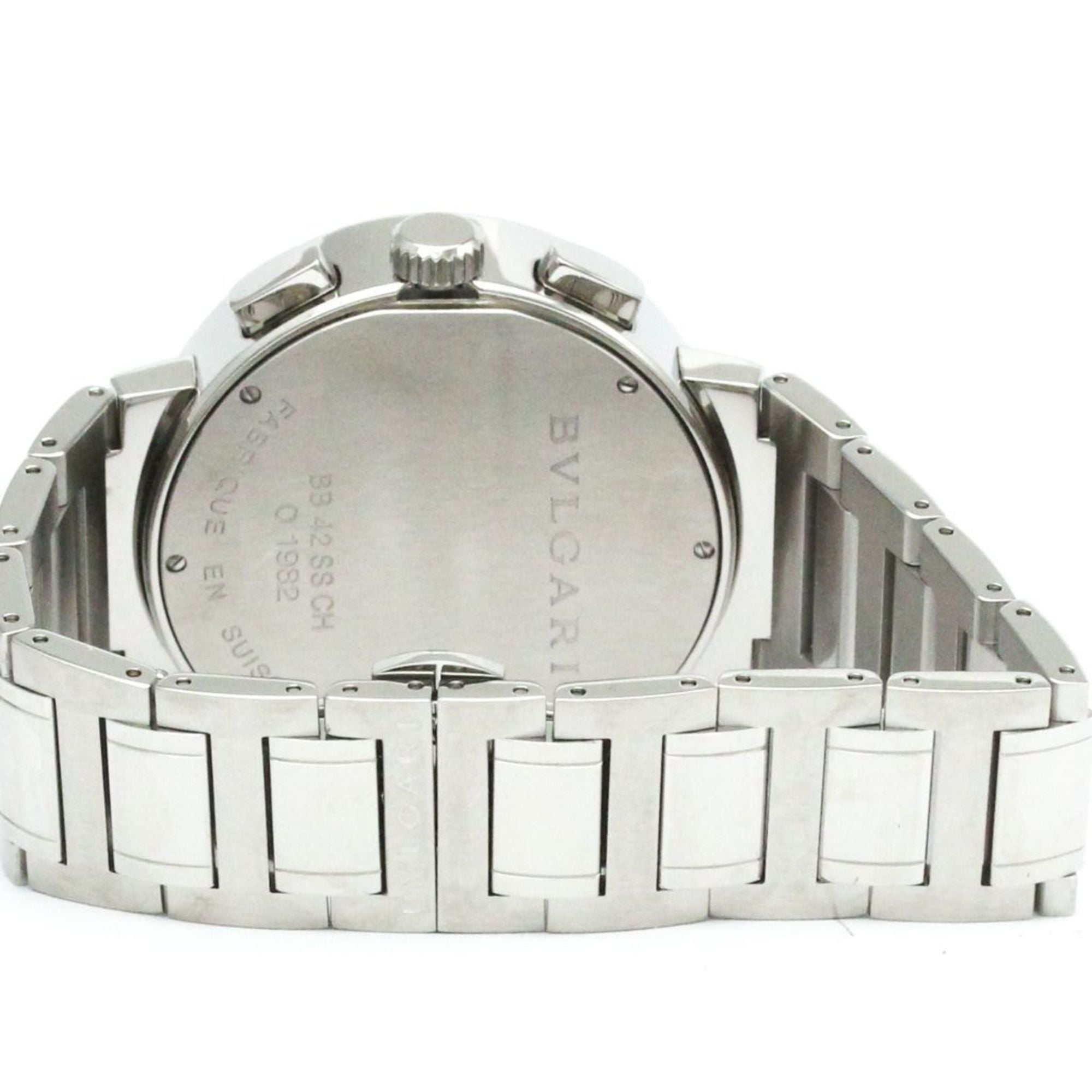 Polished BVLGARI BVLGARI-BVLGARI Chronograph Automatic Watch BB42SSCH BF580420