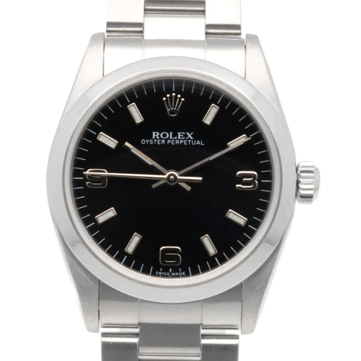 Rolex Oyster Perpetual 77080 Schwarz Zifferblatt 31 mm Uhr