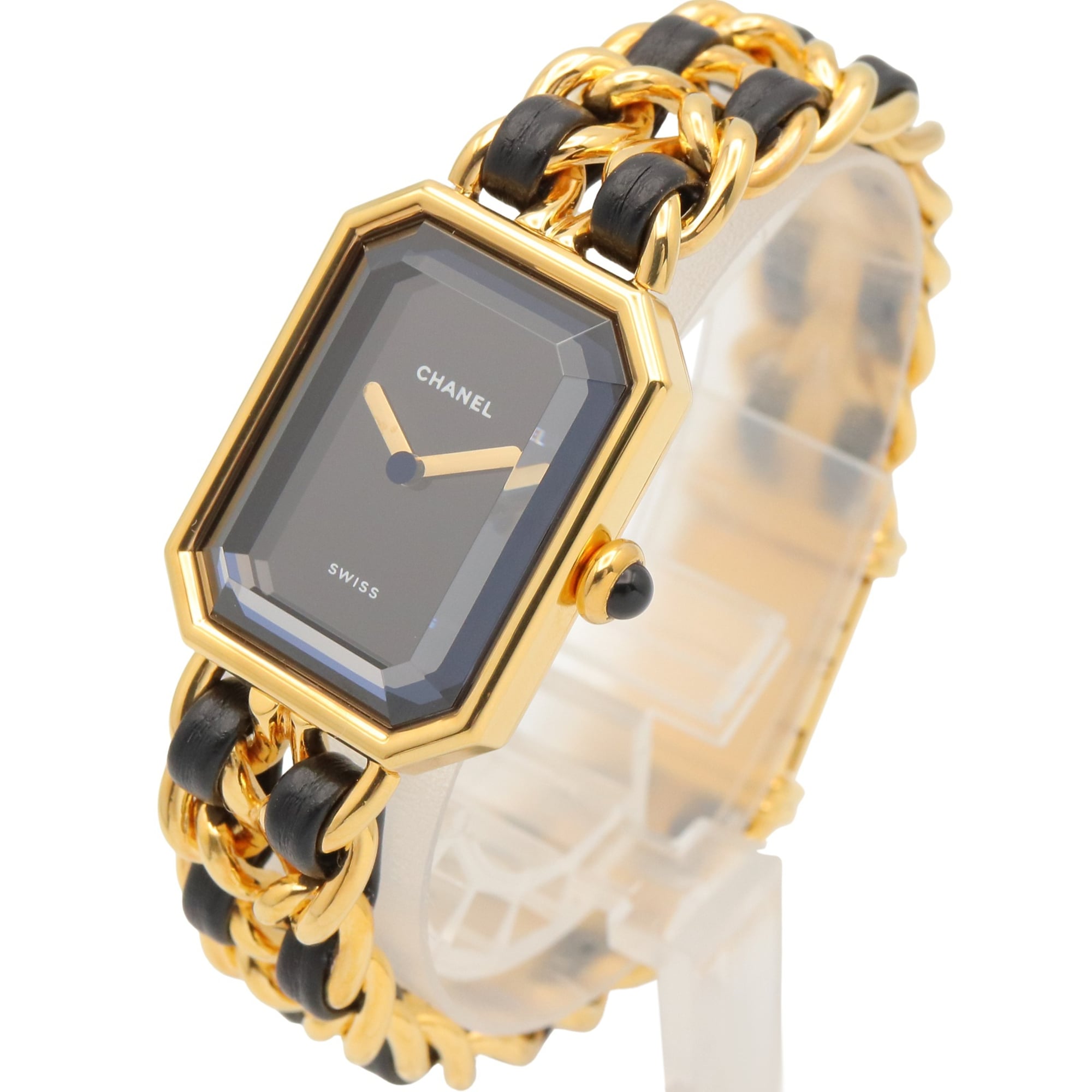 Chanel CHANEL PremiÃ¨re S Watch, Gold Plated (GP), Leather Strap, Women's, Black, H0001