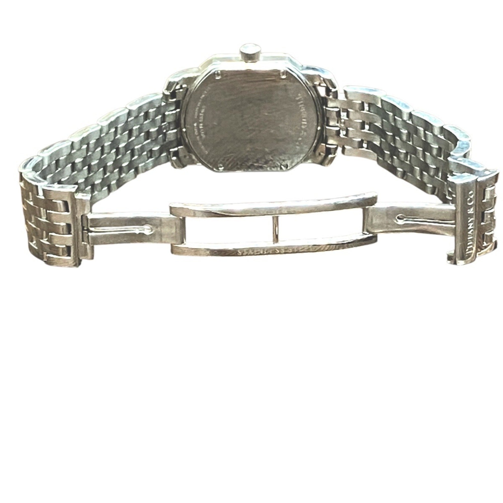 Tiffany & Co. Mark Coupe Date watch, total weight 58.2g, stainless steel, quartz movement, silver dial.