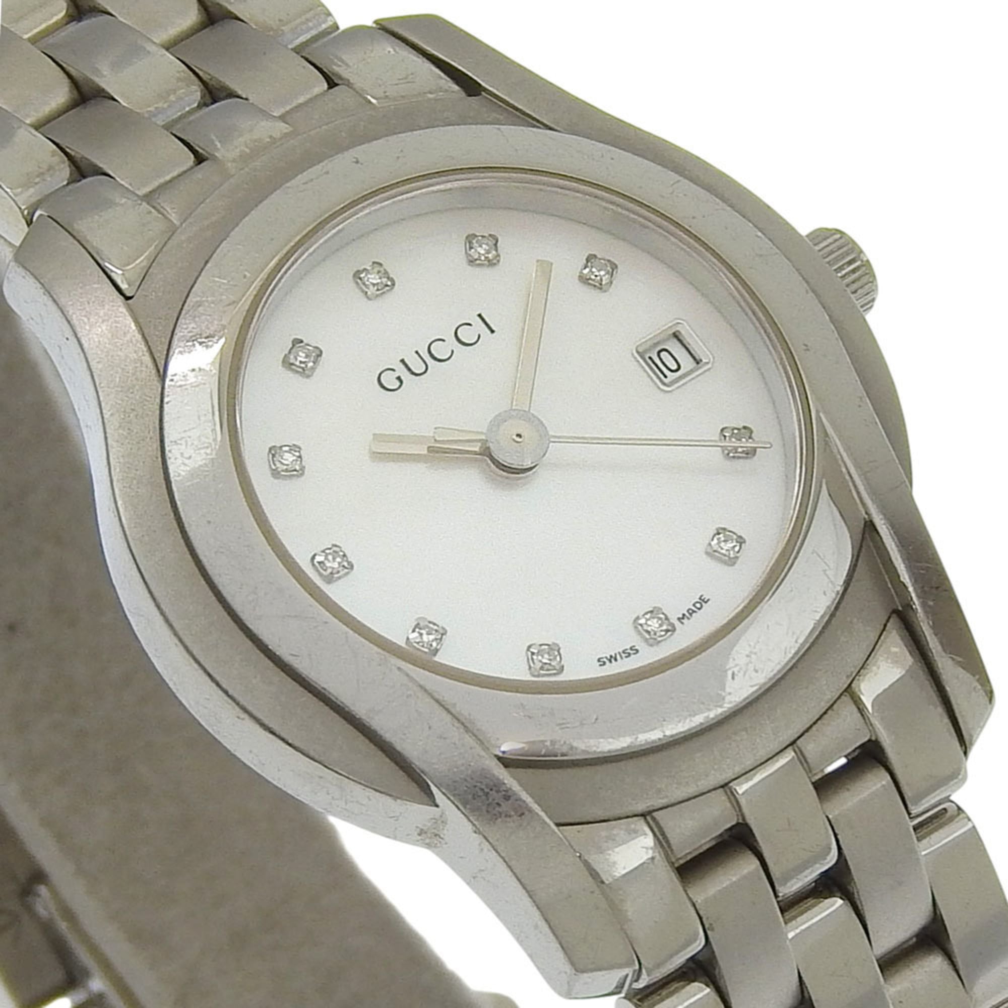 Gucci 5500L Stainless Steel Quartz Analog Watch with White Mother-of-P