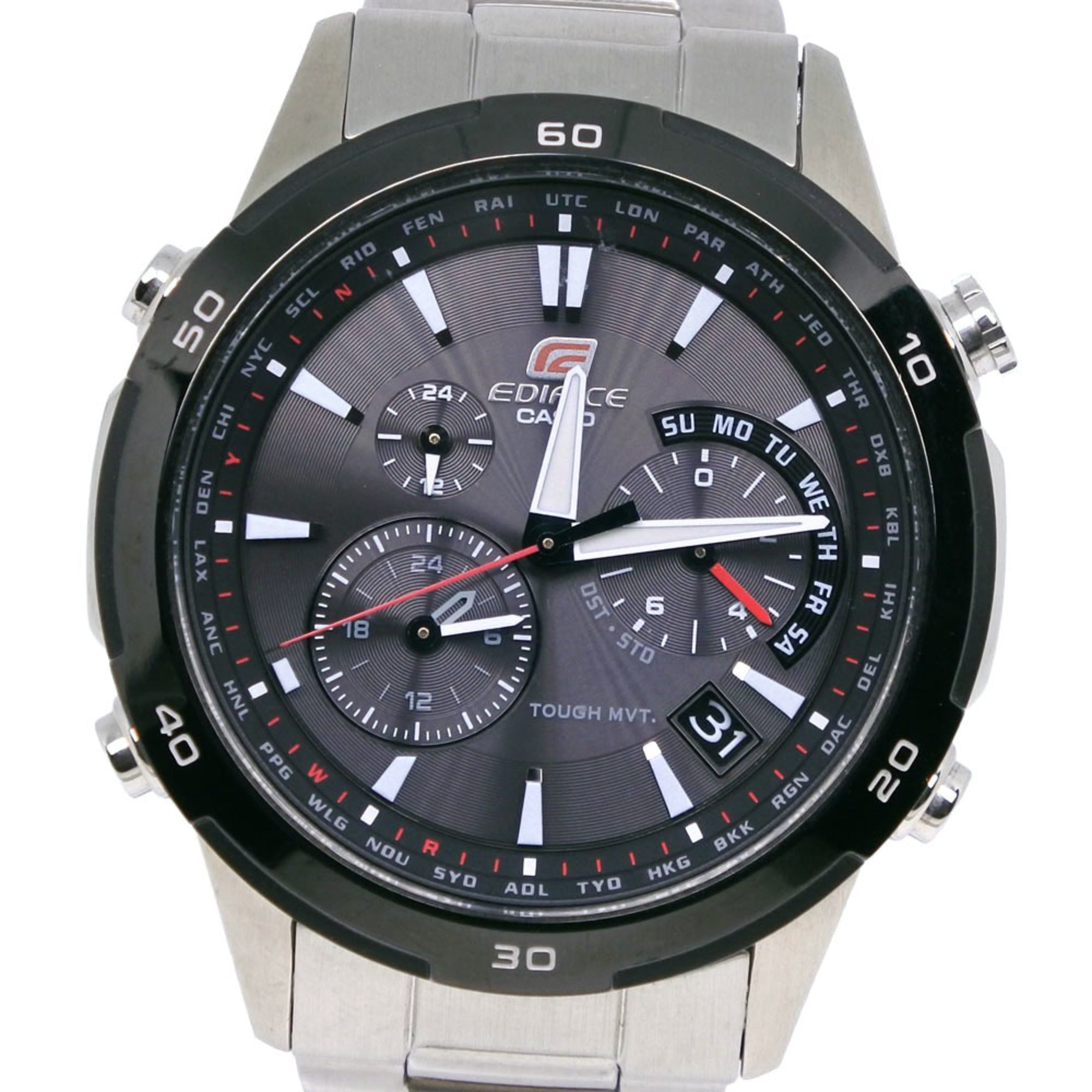 Casio Edifice MULTIBAND6 EQW-560DB-1AJF Stainless Steel Black Solar Radio-Controlled Chronograph Watch with Dial - Men's