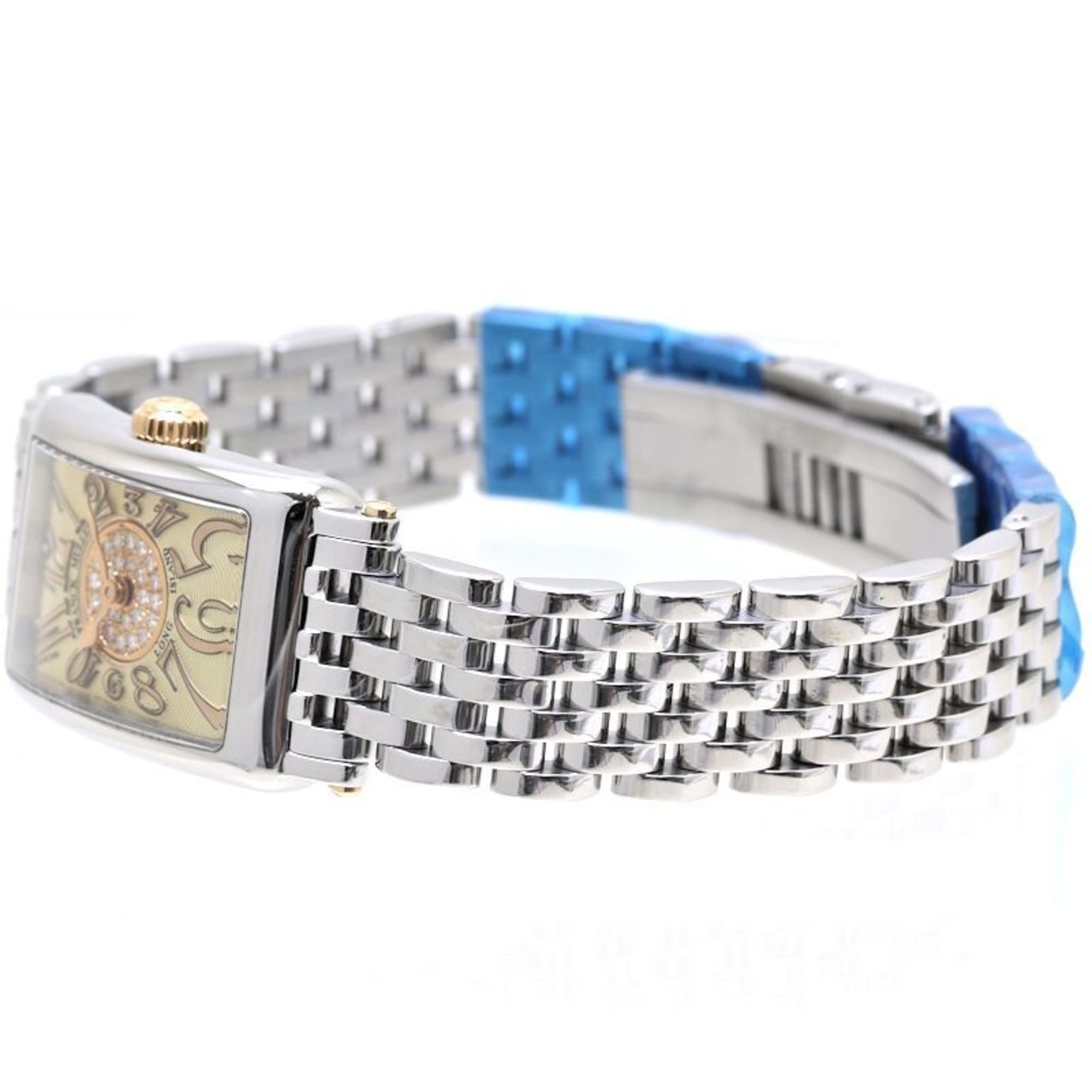 FRANCK MULLER 802 REL CD 1P CP STG Long Island Petite Pastille roestvrij staal xK18PG roségoud dameshorloge 39538