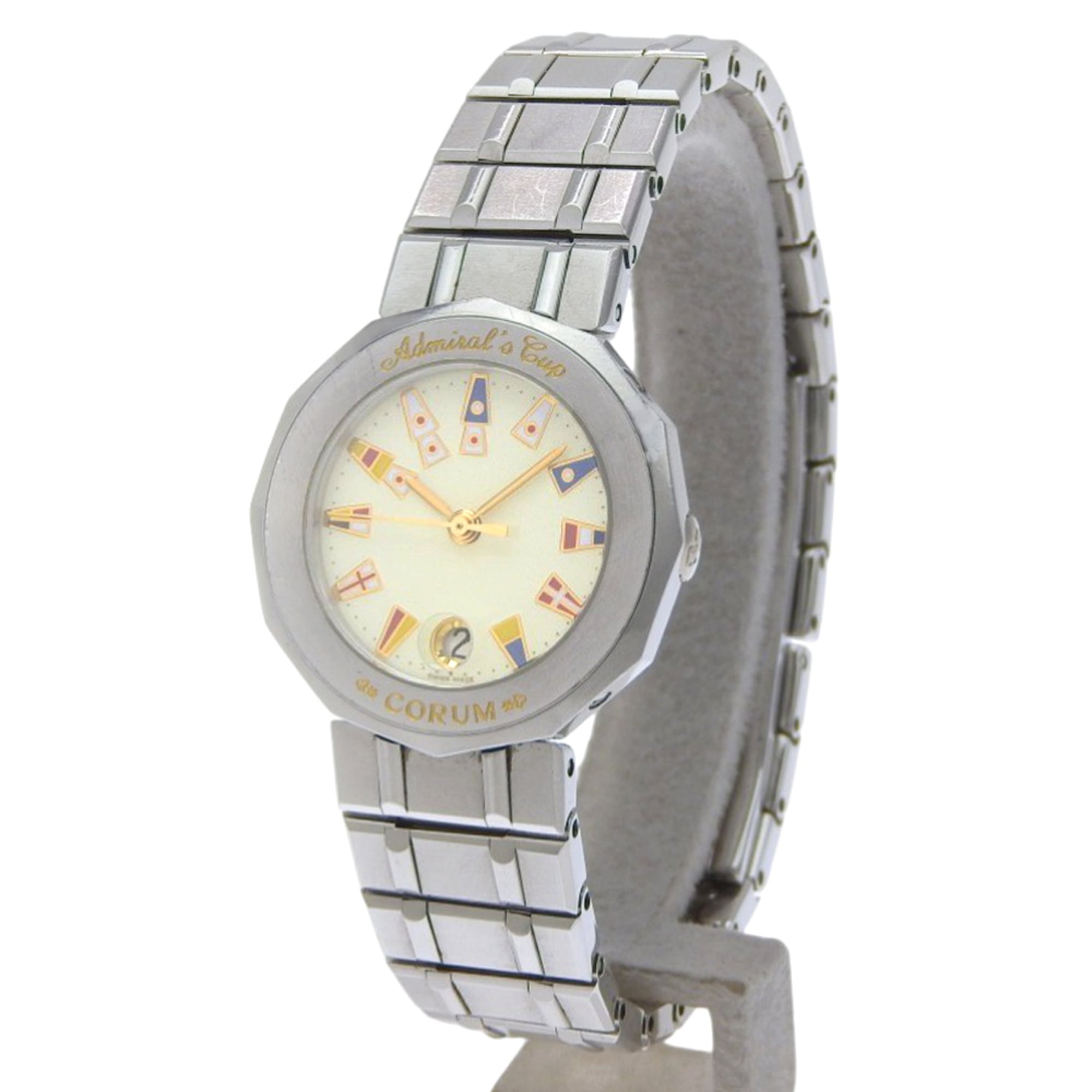 Corum Admirals Cup Watch 39.610.20 V050 Stainless Steel Silver Quartz Analog Ivory Dial Women's