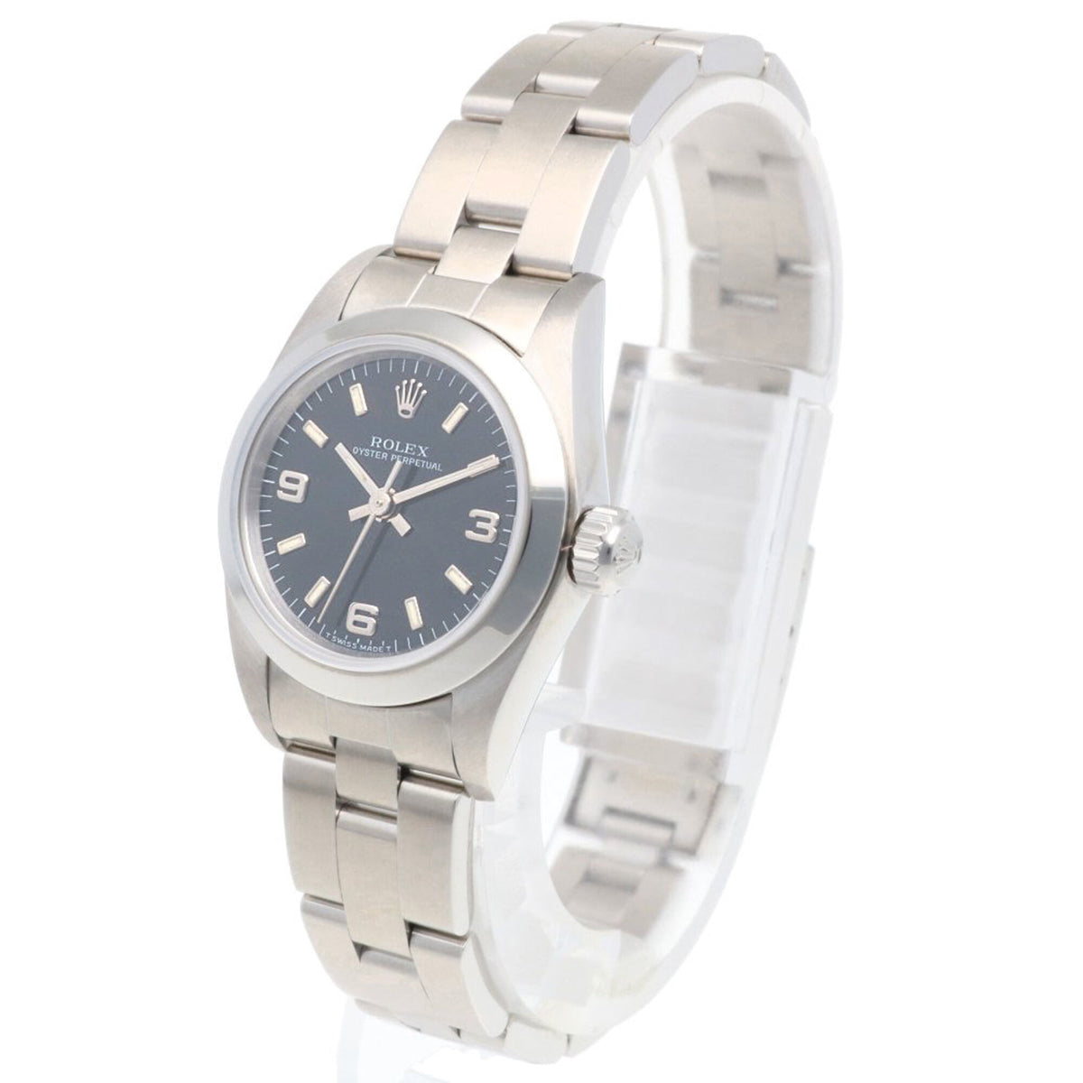 Rolex Oyster Perpetual 67180 Schwarz Zifferblatt 24 mm Uhr