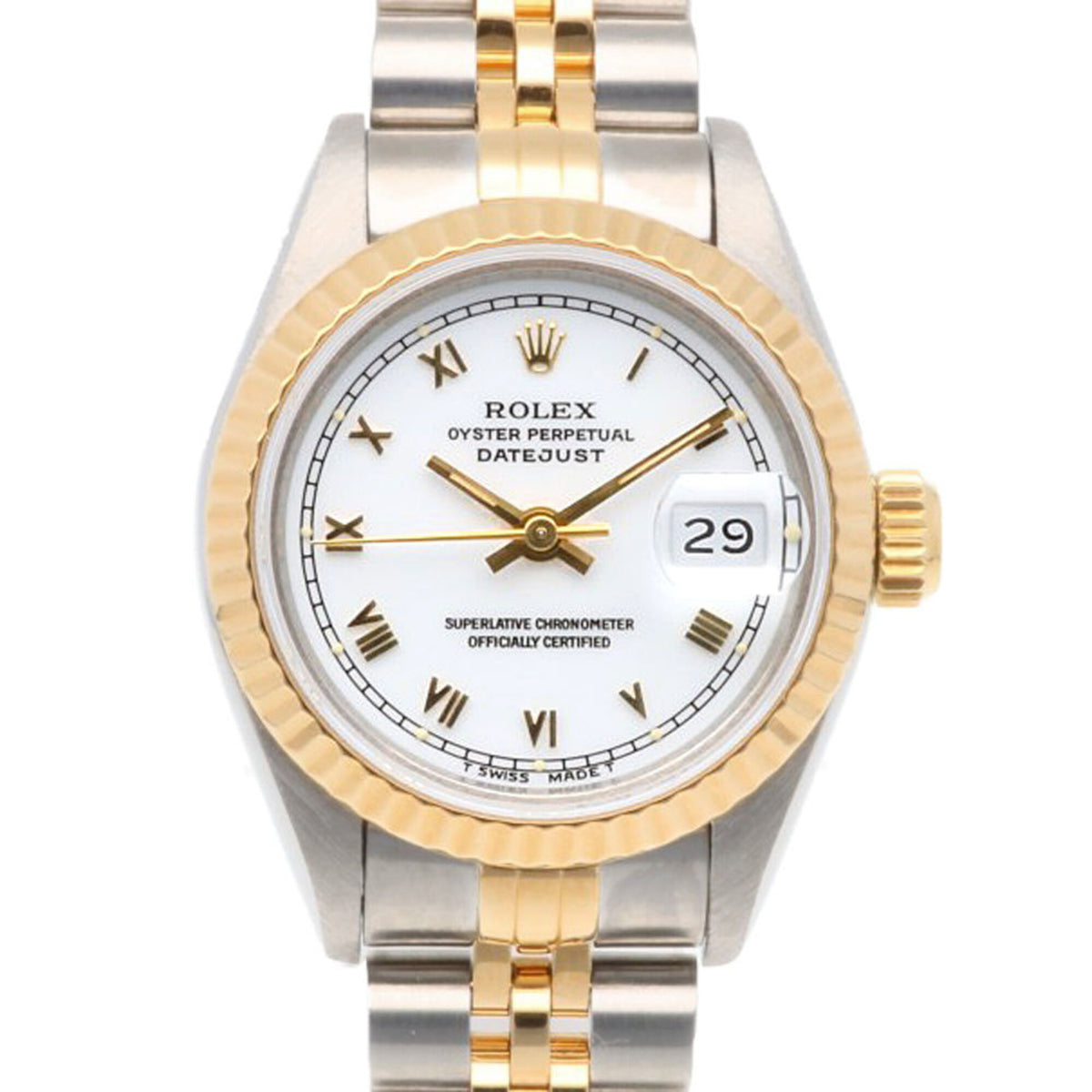 Montre Rolex Datejust Oyster Perpetual 69173 Blanc avec cadran de 26 mm