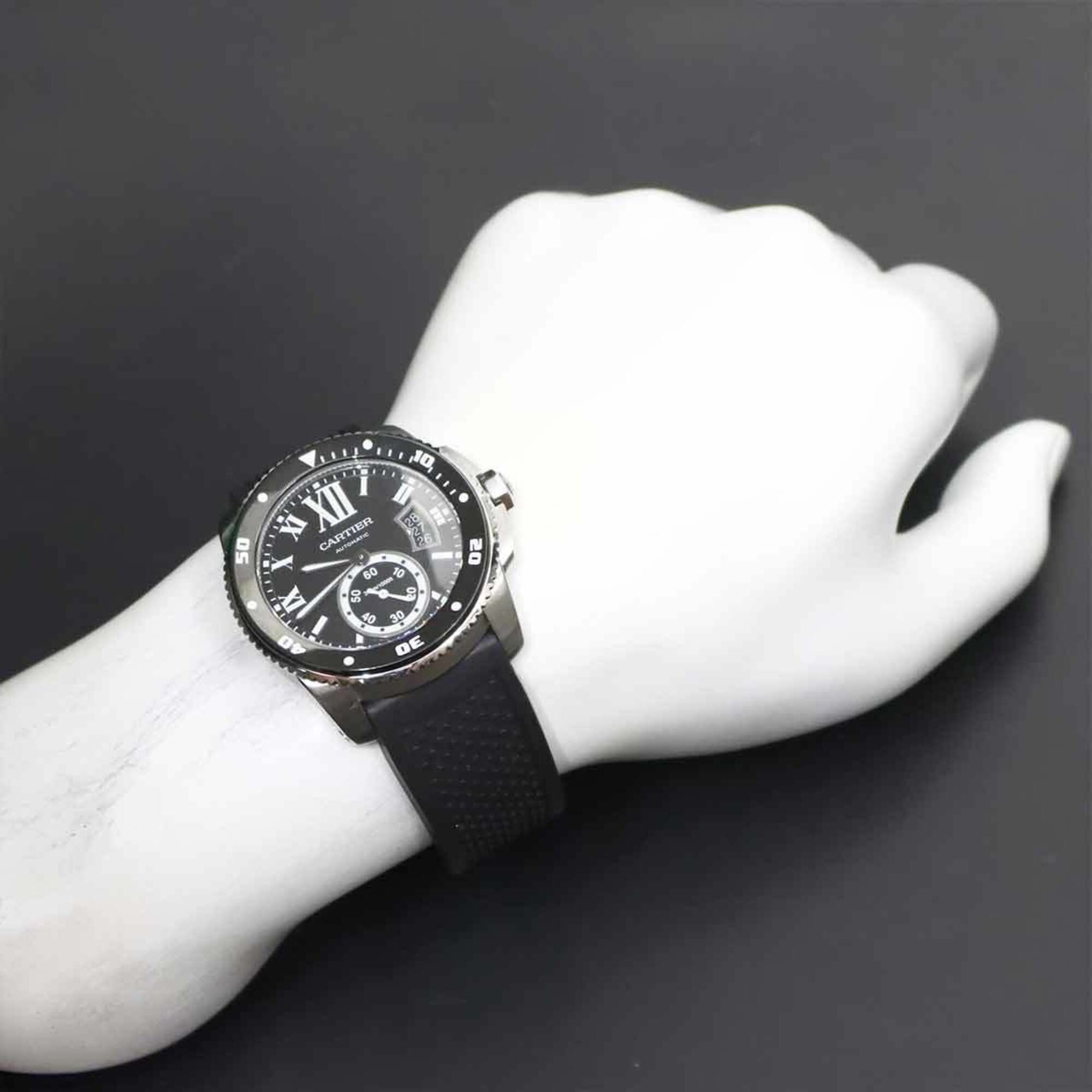 Cartier Calibre de Diver W7100056 Men's Watch, Date, Black, Automatic Movement