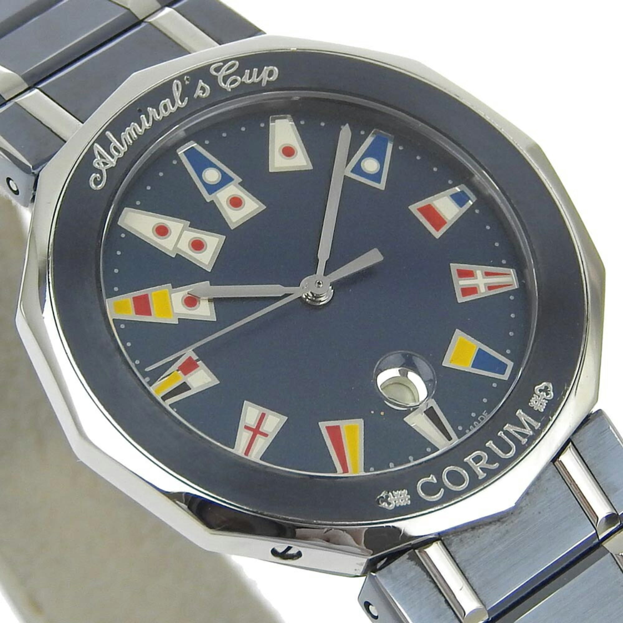 CORUM Admirals Cup-horloge 99.710.30 V050 Gun Blue, quartz, analoog display, marineblauwe wijzerplaat, damesmodel
