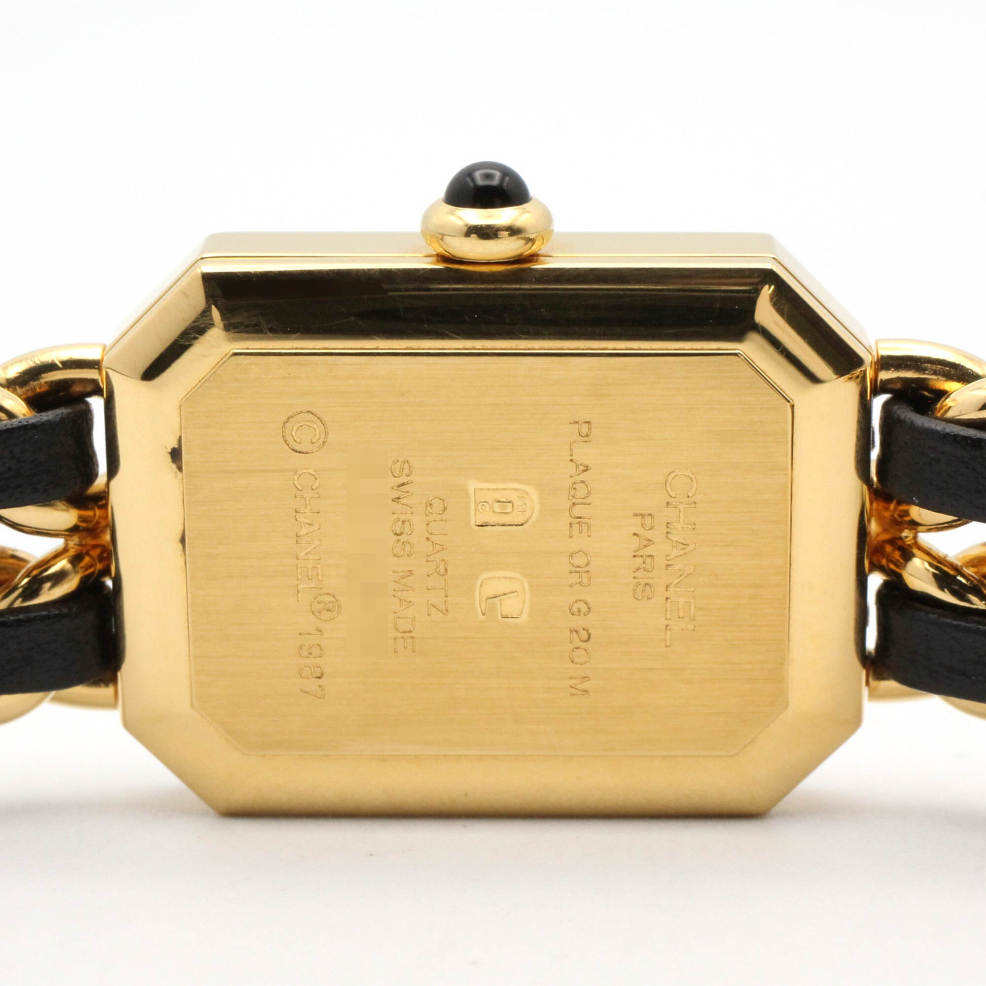 Chanel CHANEL PremiÃ¨re L Gold Plated (GP) Leather Strap Wo Black H0001
