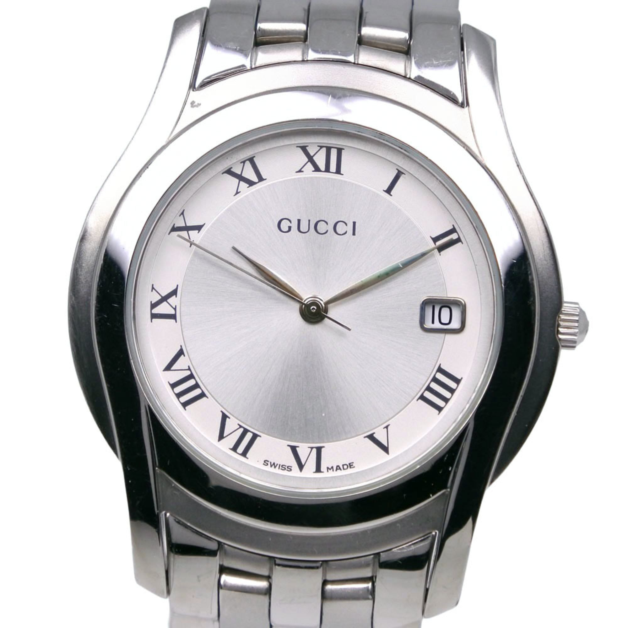 Gucci 5500M Stainless Steel Quartz Analog Watch with Silver Dial for Women