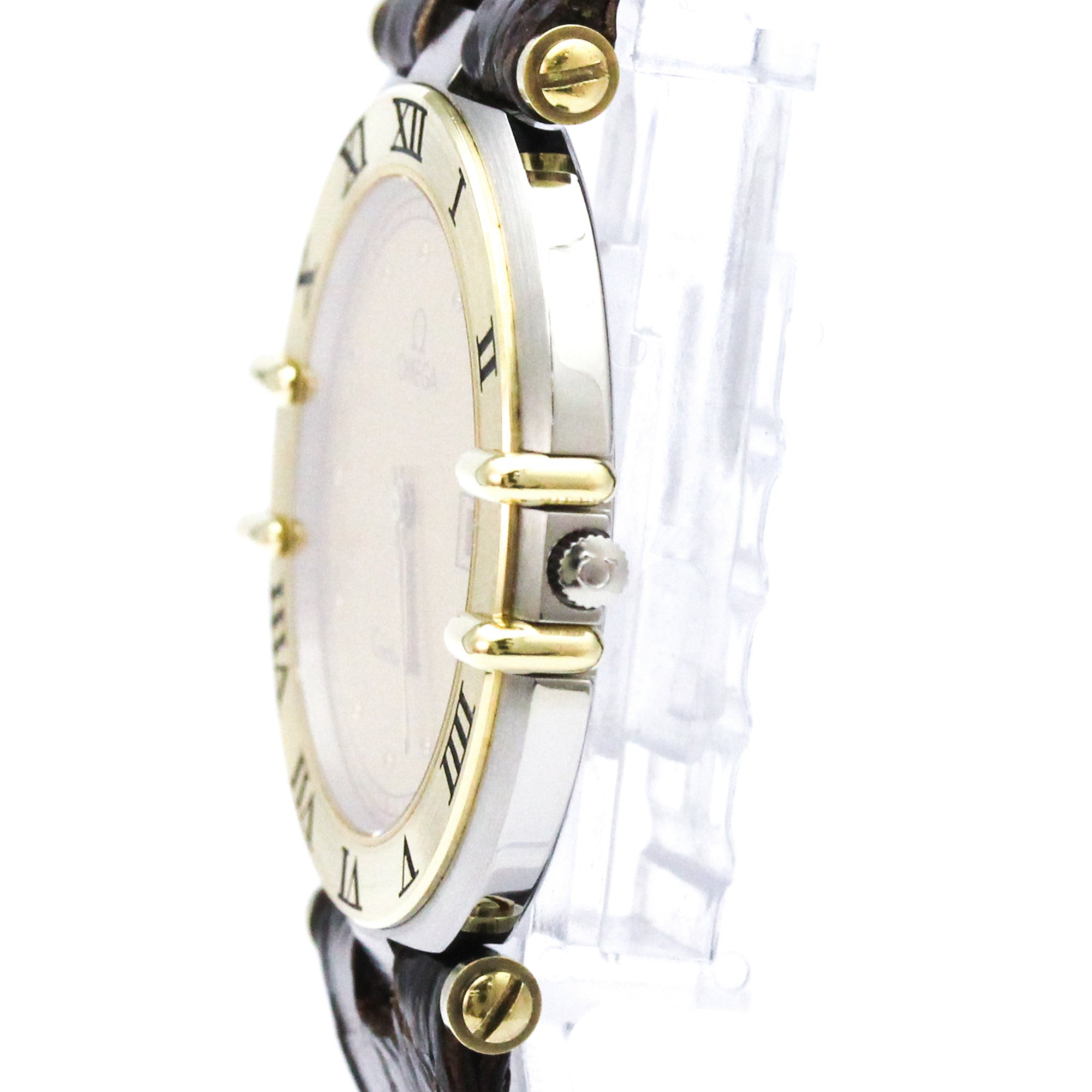 OMEGA Constellation Date 18K Gold Steel Mens Watch 196.0360 Polished