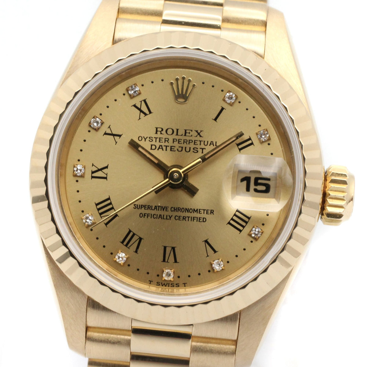 Rolex Datejust 10P Diamond 69178G Champagner, goldenes Zifferblatt, 26 mm Uhr