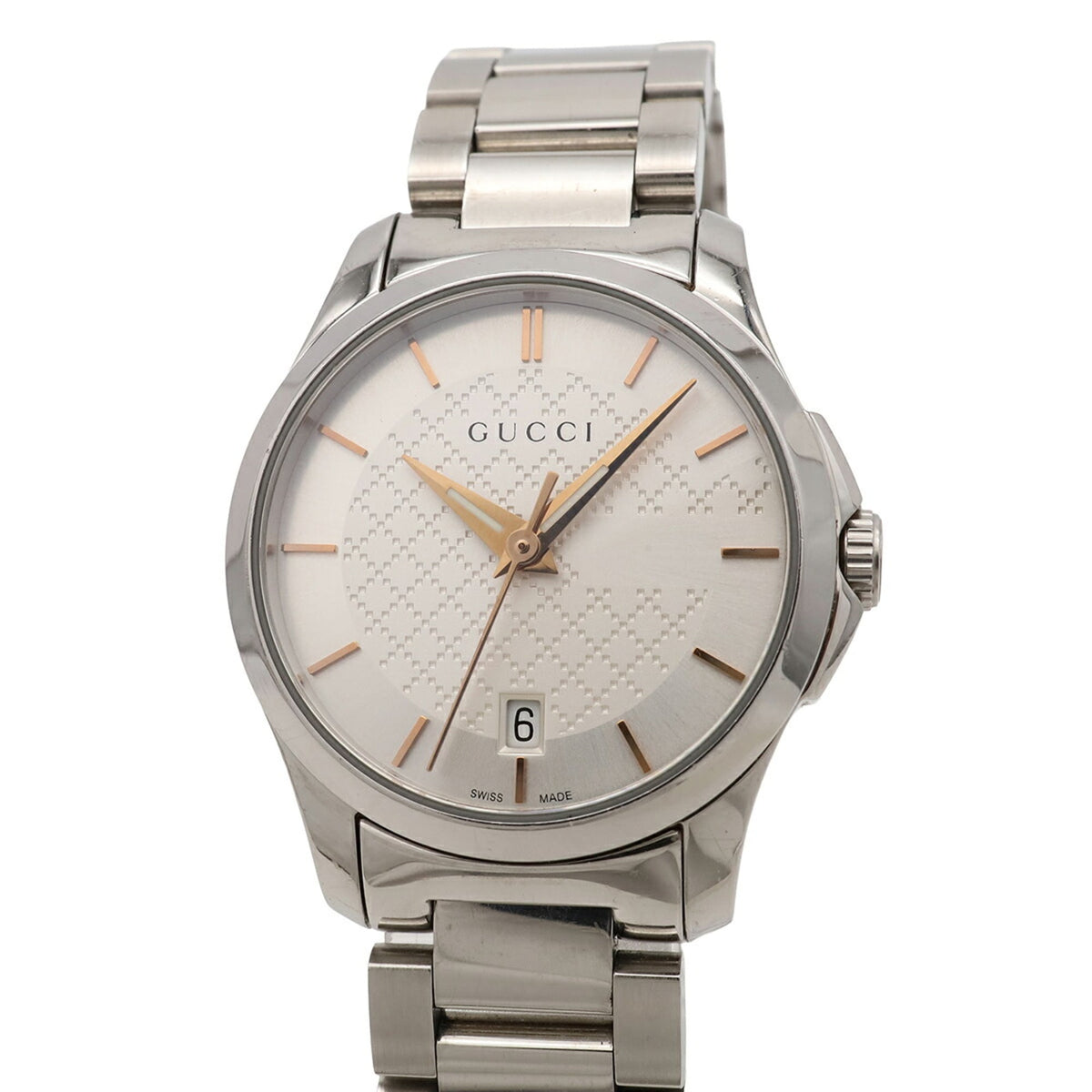 Gucci G-Timeless Collection GG Date YA126565 Silver Dial 27mm Watch