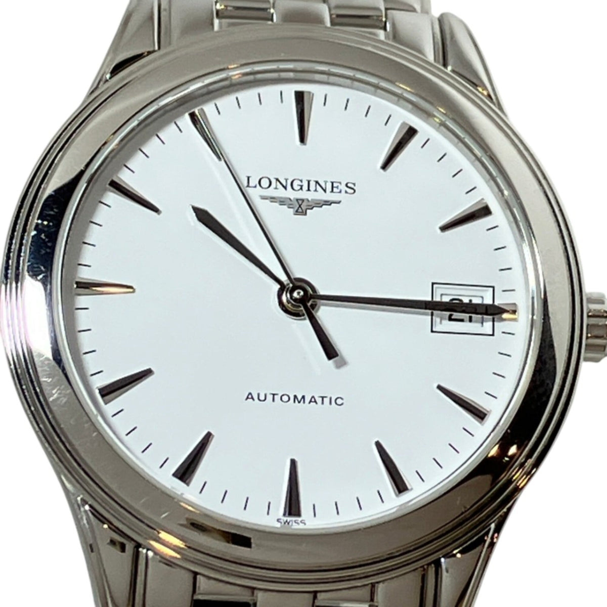 Longines-vlaggenschip L4.774.4 met witte wijzerplaat, 36 mm