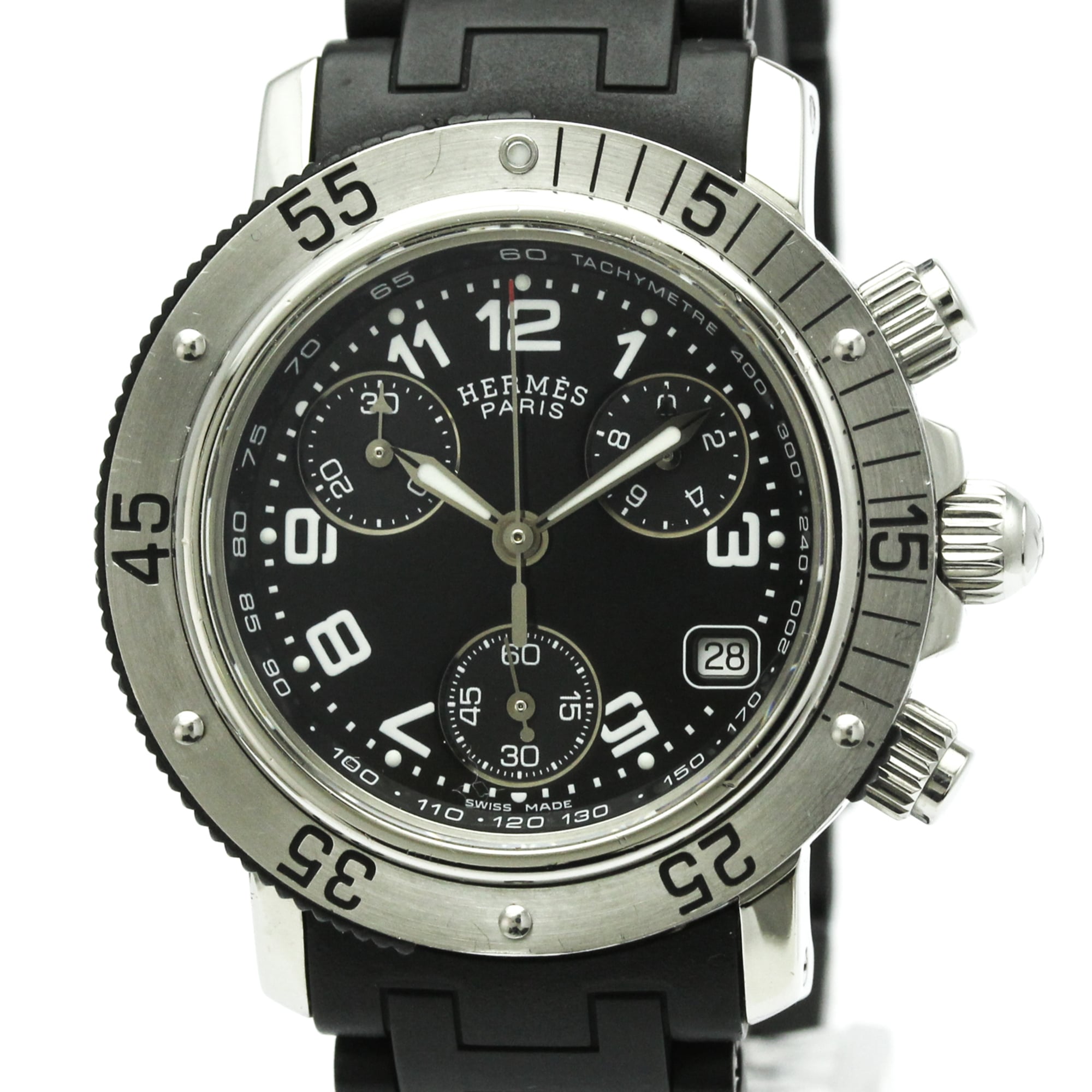 HERMES Clipper Diver Chronograph Quartz Ladies Watch CL2.315 Polished