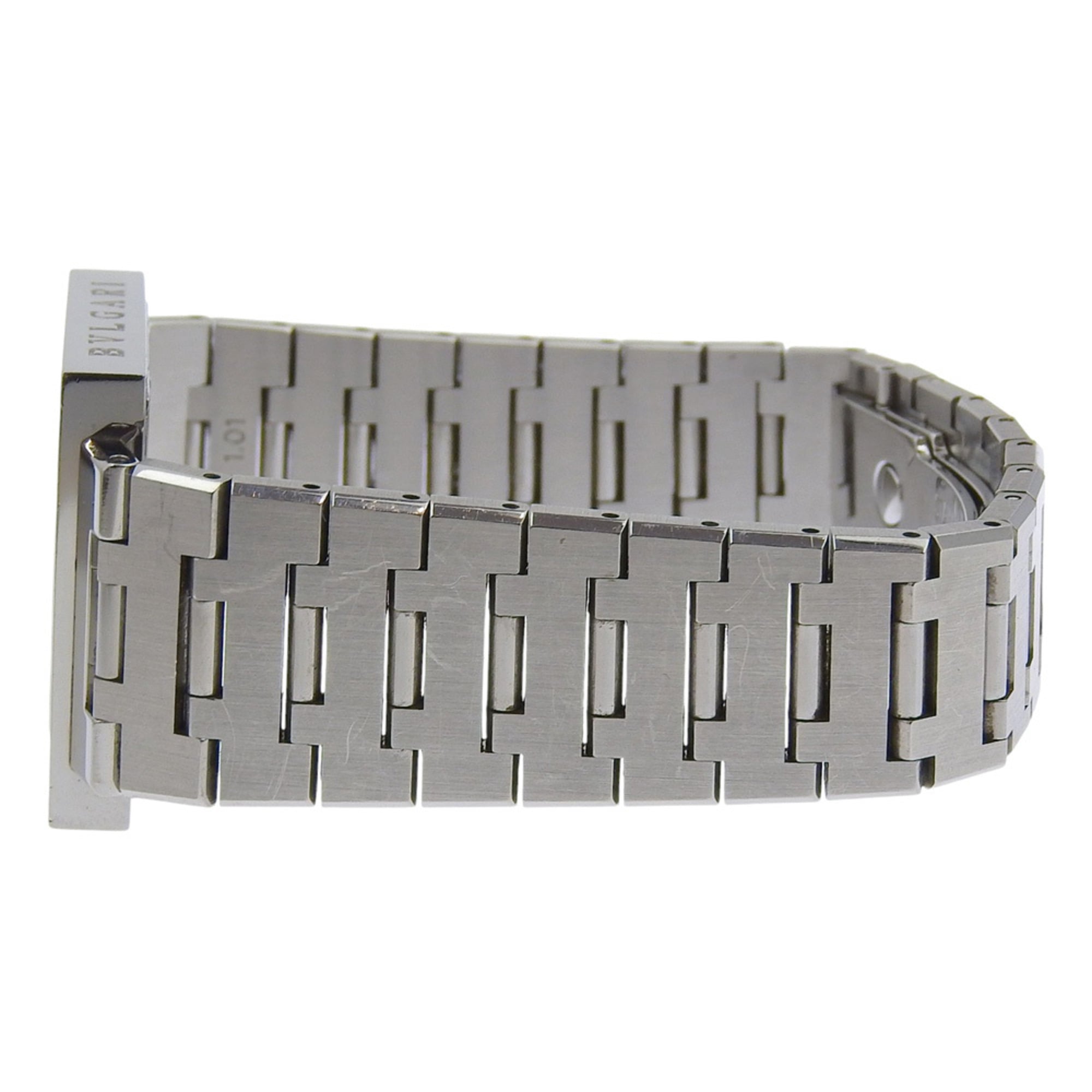 BVLGARI Quadrado-horloge SQ29SSD, roestvrij staal, quartz, analoog display, zwarte wijzerplaat, unisex