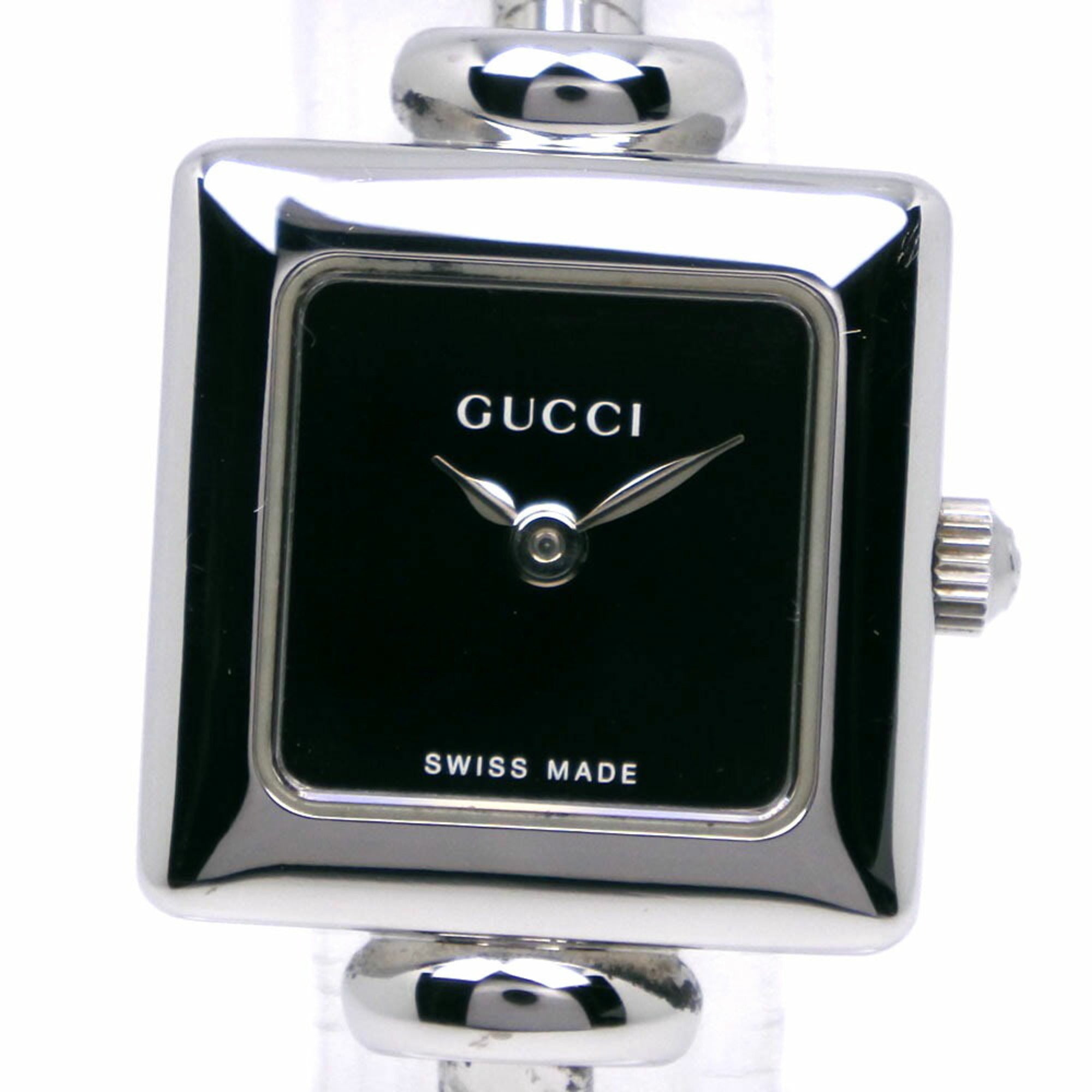 Gucci GUCCI Watch 1900L Stainless Steel Quartz Analog Display Black Dial Women's