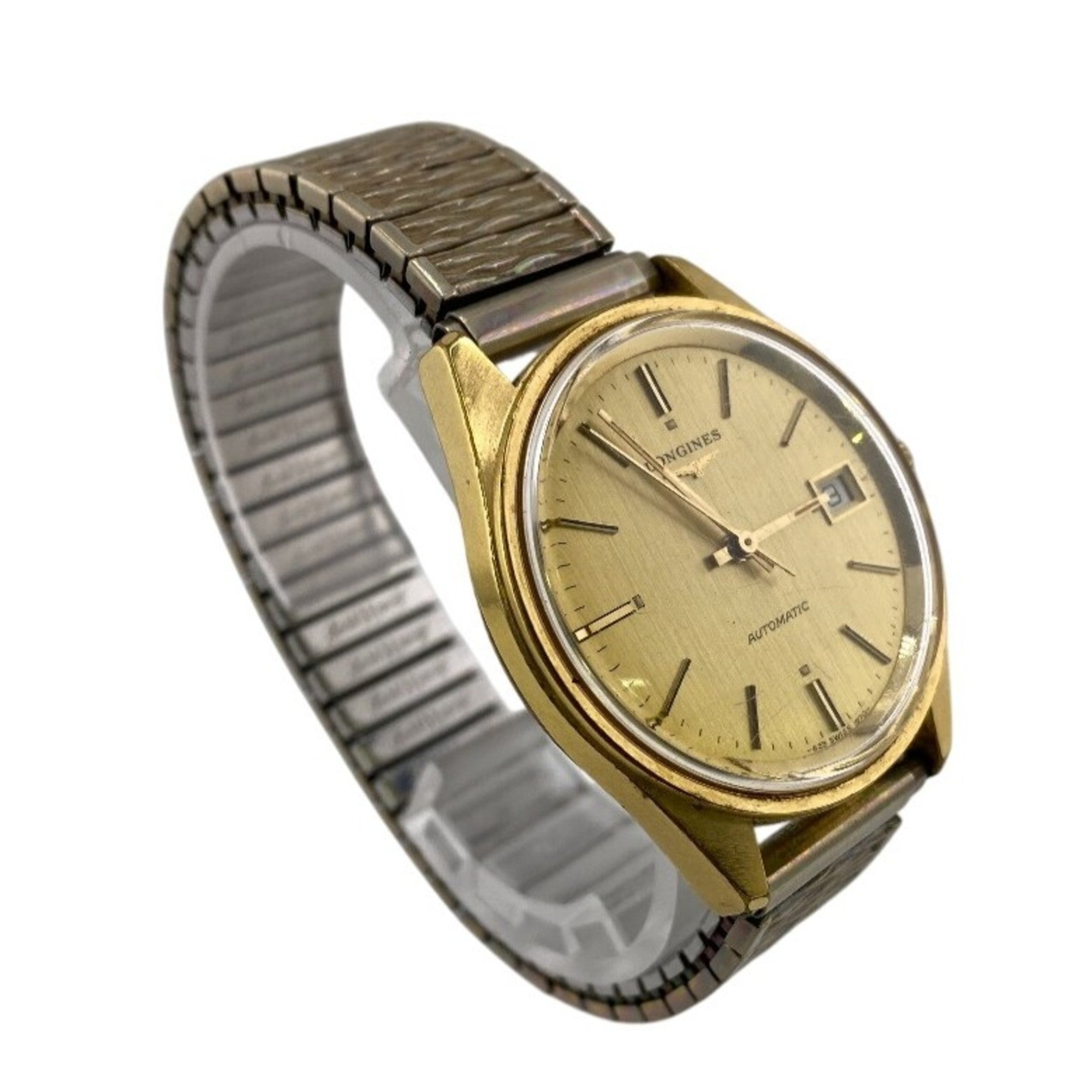 LONGINES Montre-bracelet Longines à trois aiguilles avec calendrier Date, dorée, pour homme