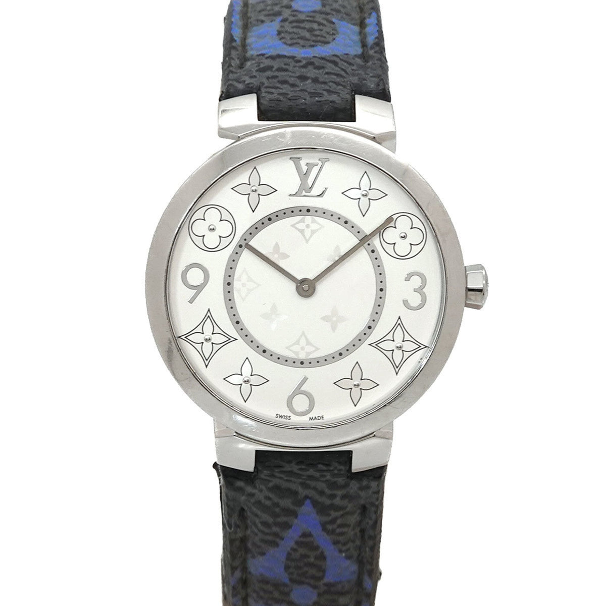 Louis Vuitton Tambour Monogram Q13MJH Silber Zifferblatt 33 mm Uhr