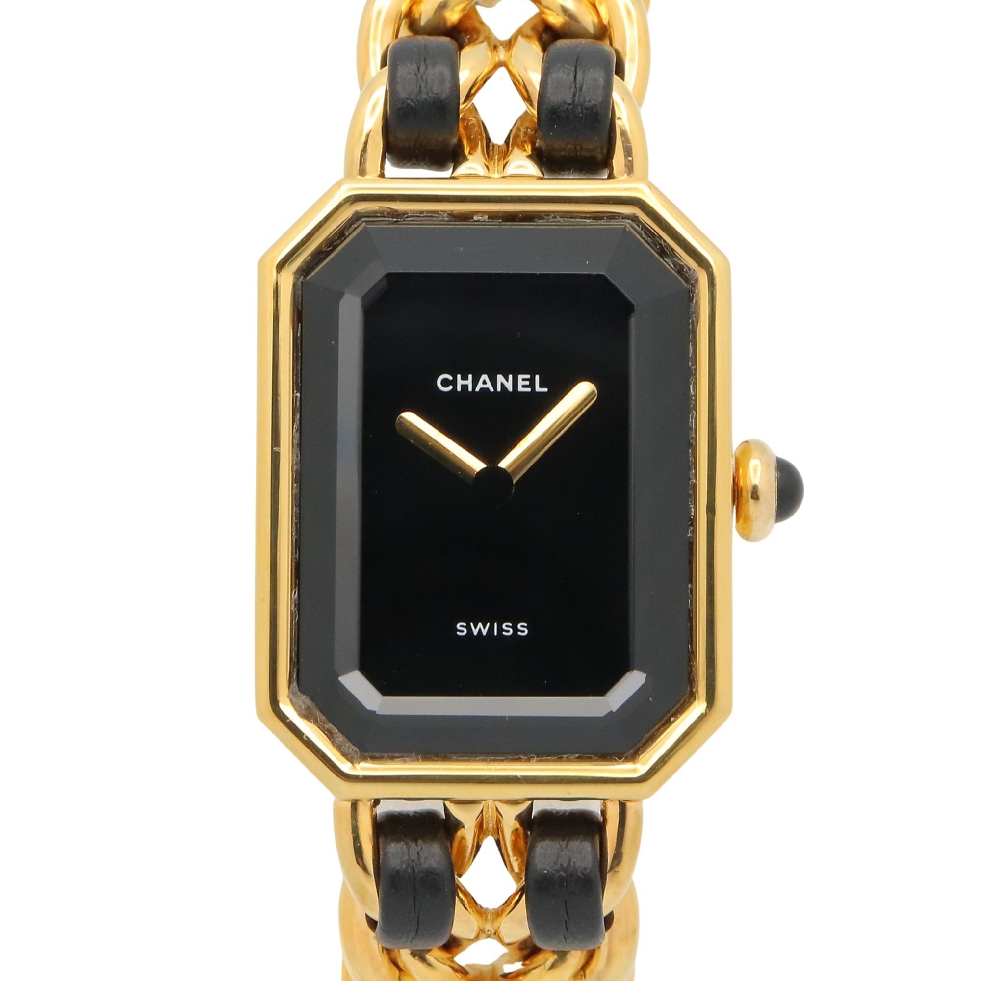Chanel CHANEL PremiÃ¨re S Watch, Gold Plated (GP), Leather Strap, Women's, Black, H0001
