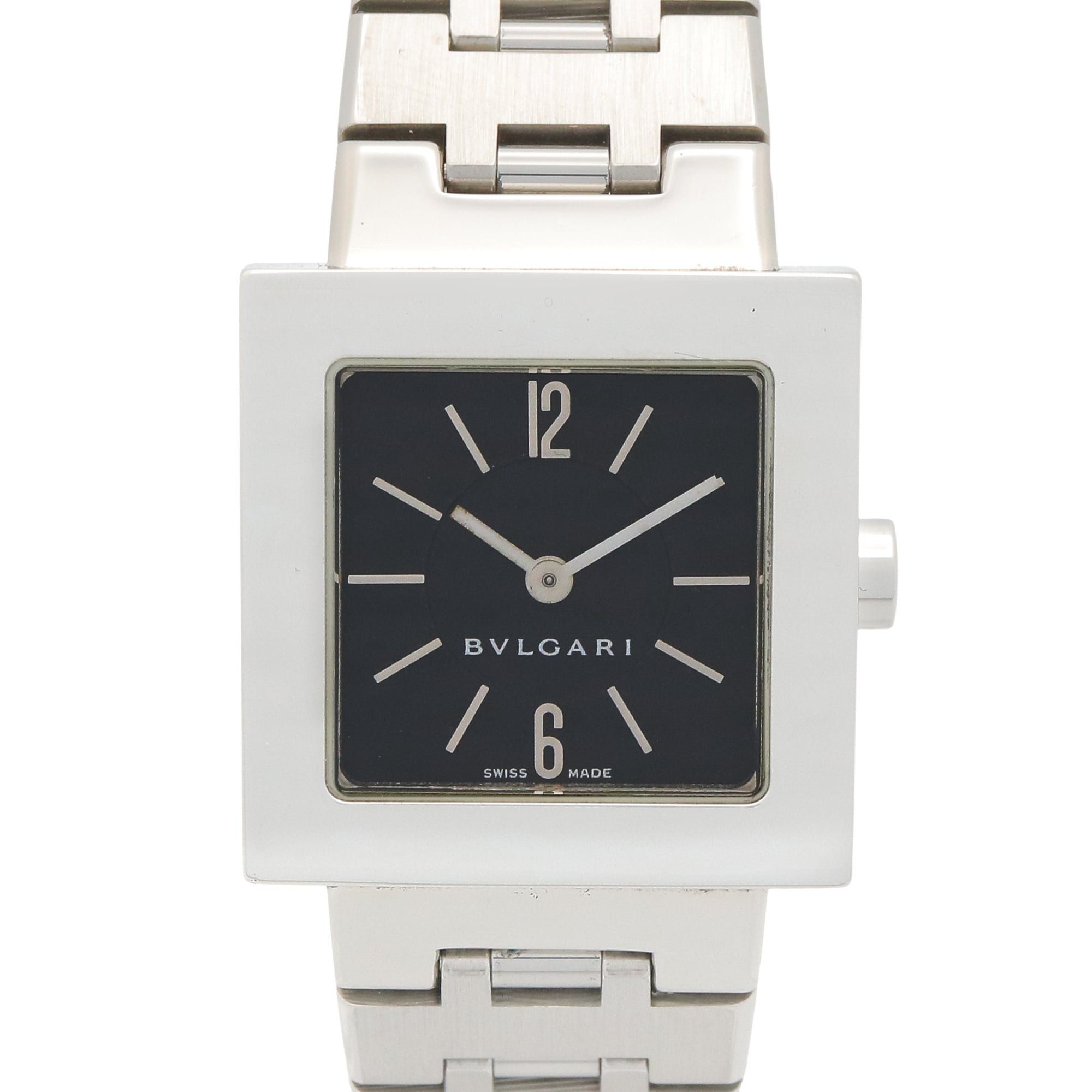 Bulgari BVLGARI Quadrato Watch, Stainless Steel, Women's, Black, SQ22SS
