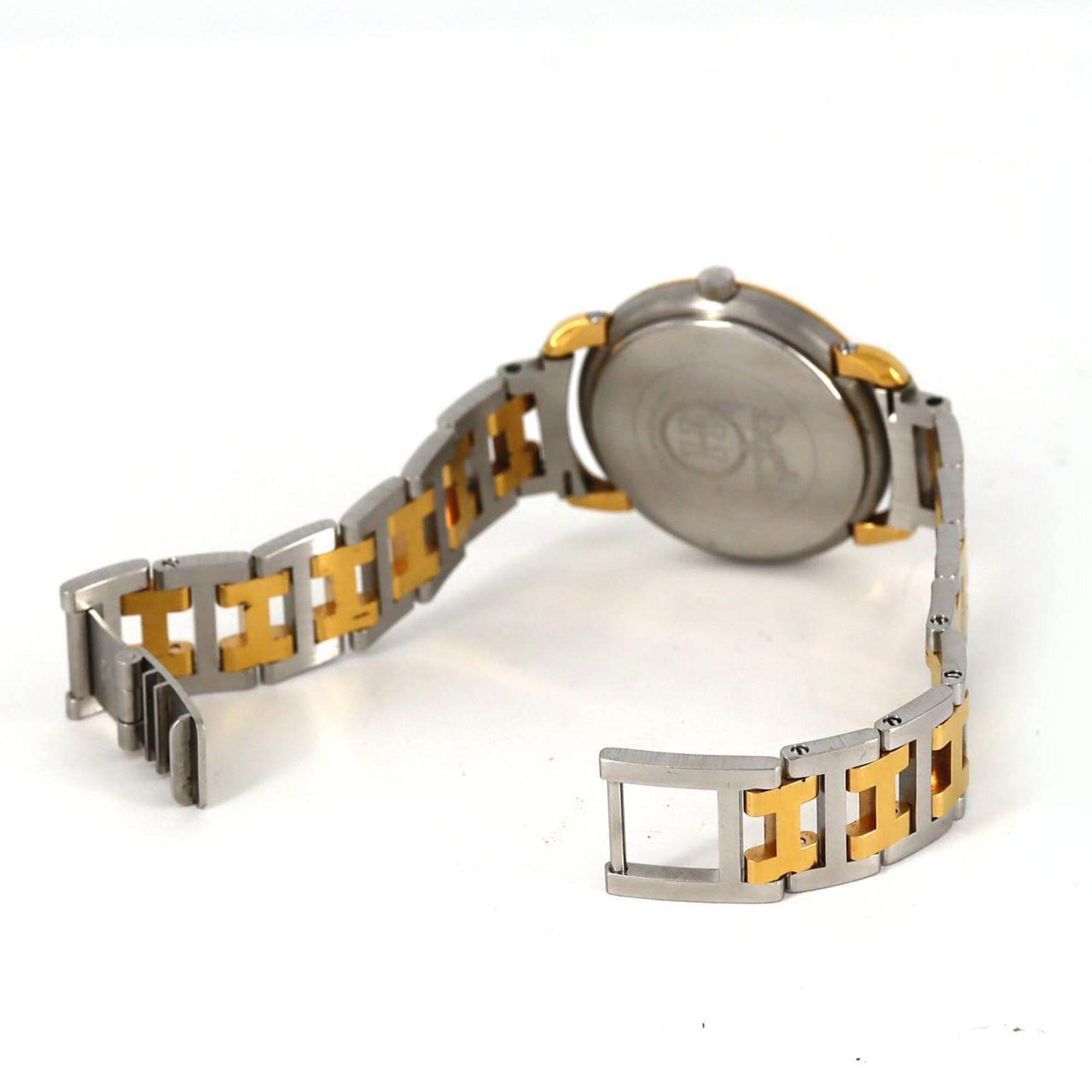 Hermes Pullman tweekleurig roestvrijstalen x verguld quartzhorloge