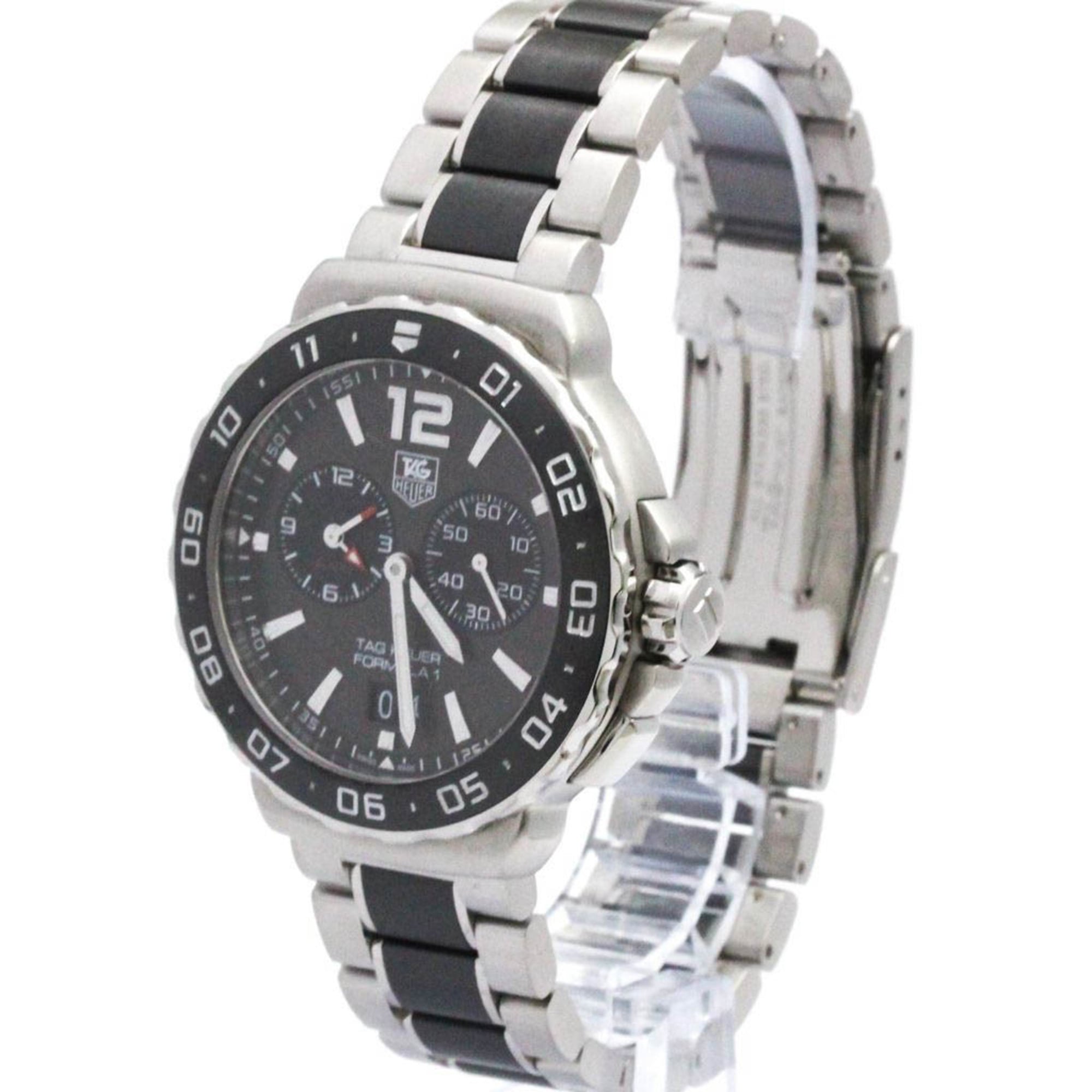 TAG HEUER Formula 1 Grand Date Alarm Steel Mens Watch WAU111C Polished
