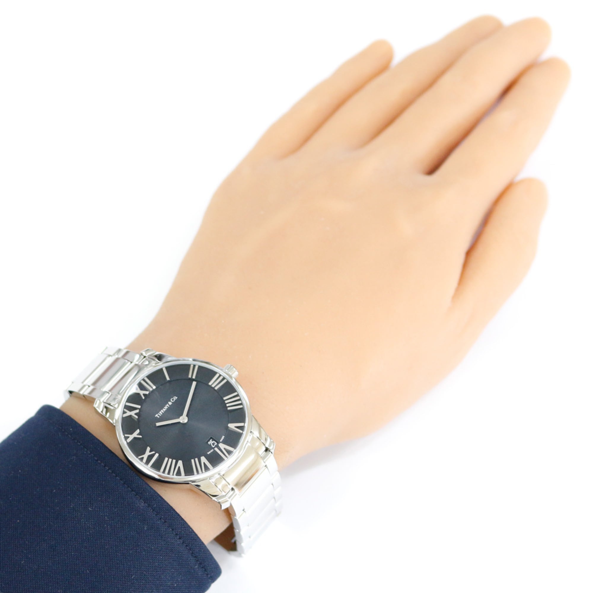 Tiffany & Co. Atlas Dome Watch, Stainless Steel, Quartz, Z1800.11.10A10A00A, Polished, Men's Watch.