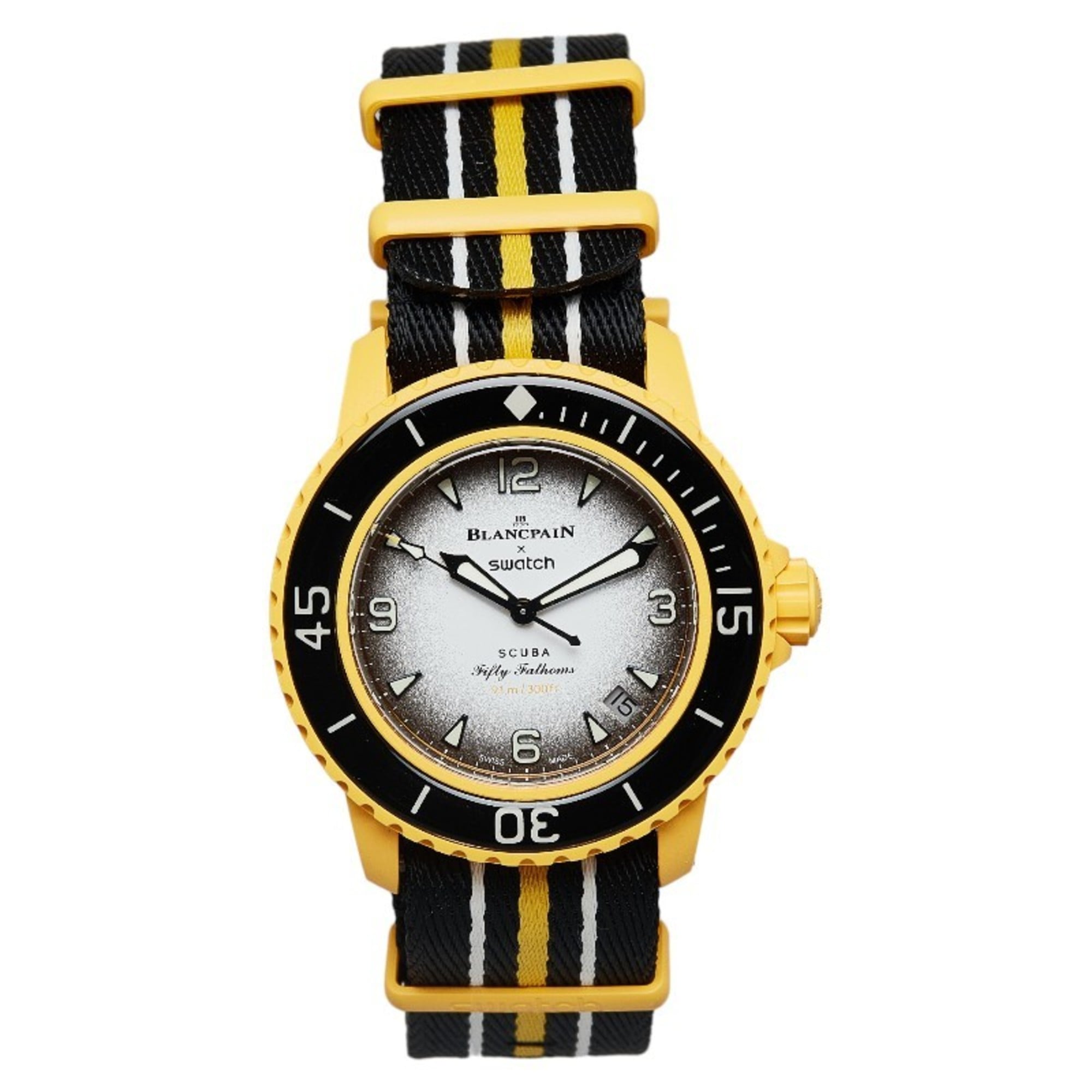 Swatch x Blancpain PACIFIC OCEAN Watch SO35P100 Automatic White Black Dial Plastic Nylon Men's
