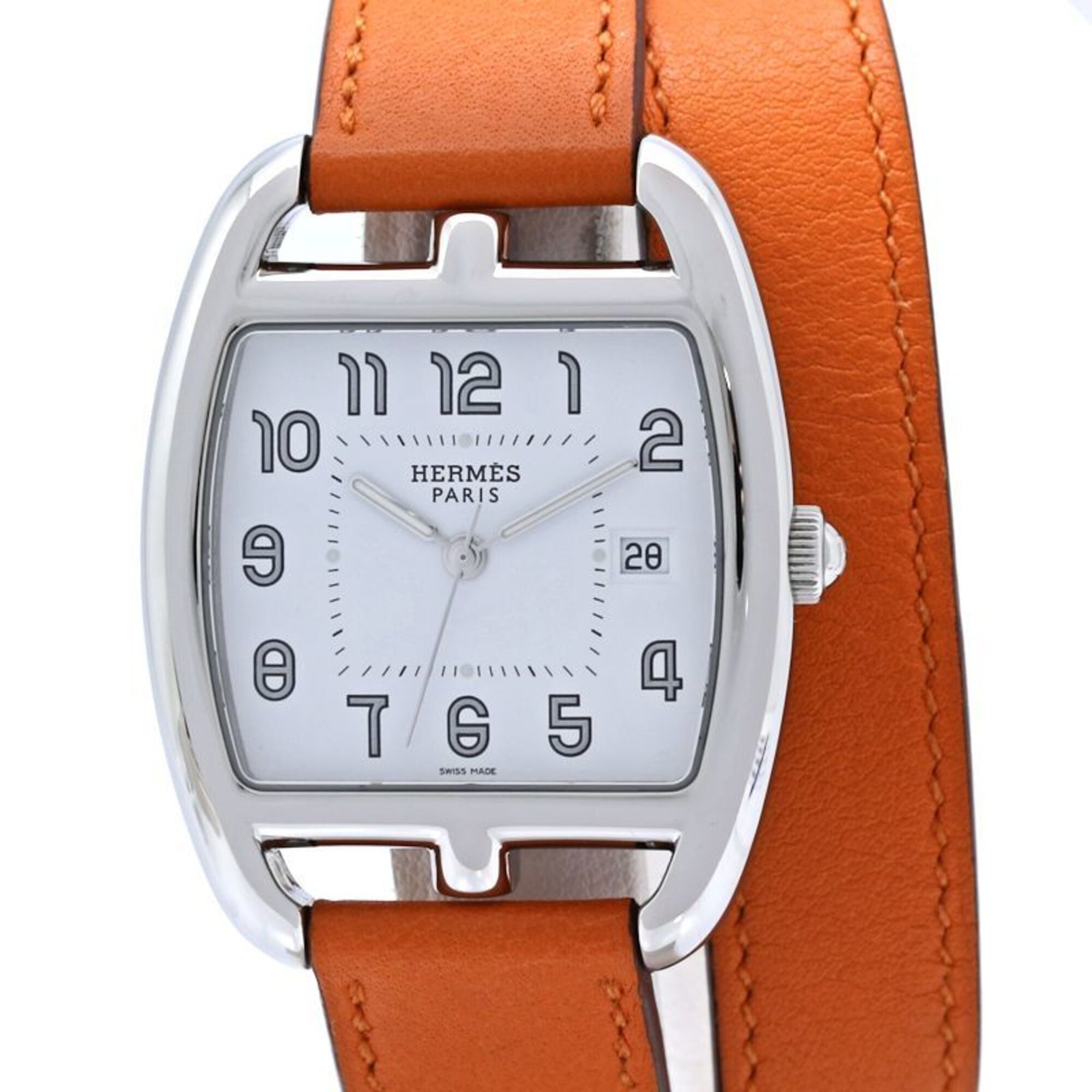 Hermes Cape Cod Tonneau Double Tour CT1.710.130.W0R1 White Dial 33mm Watch
