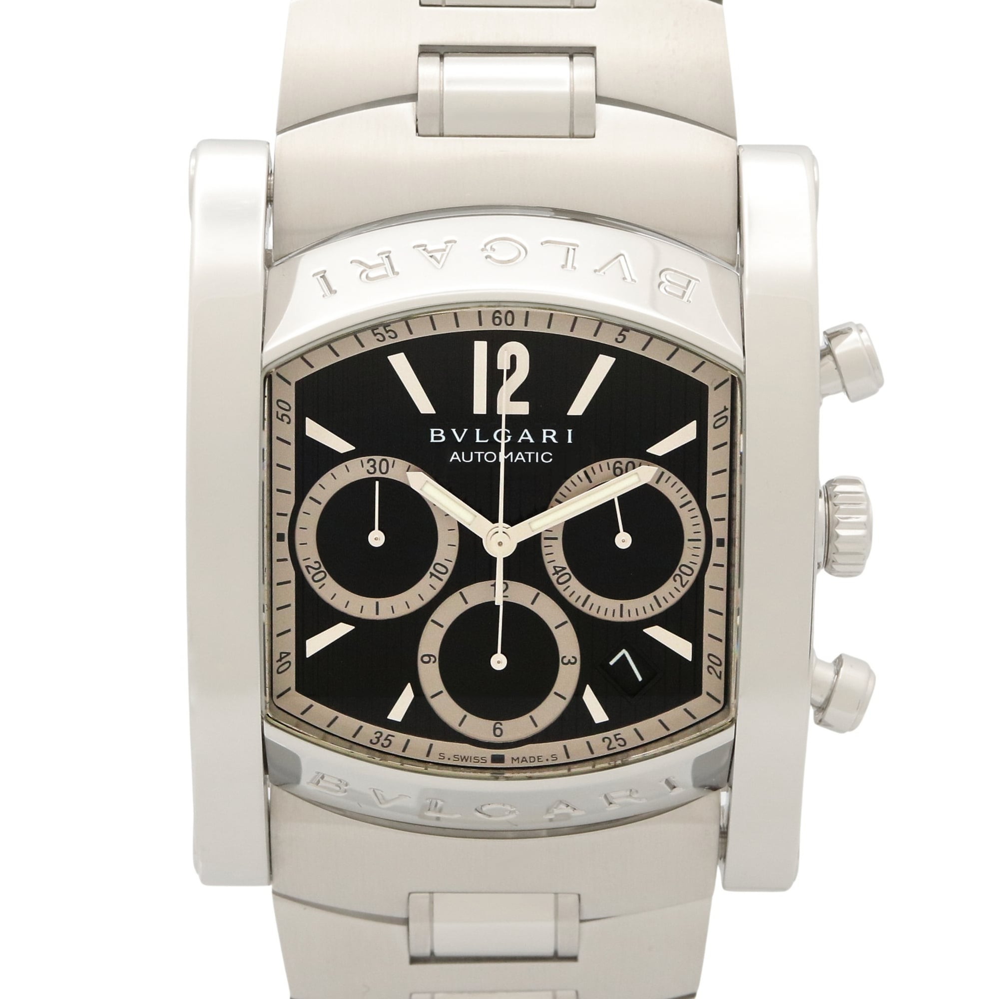 Bulgari BVLGARI Assioma Chrono Watch, Stainless Steel, Men's, Black, AA48SCH