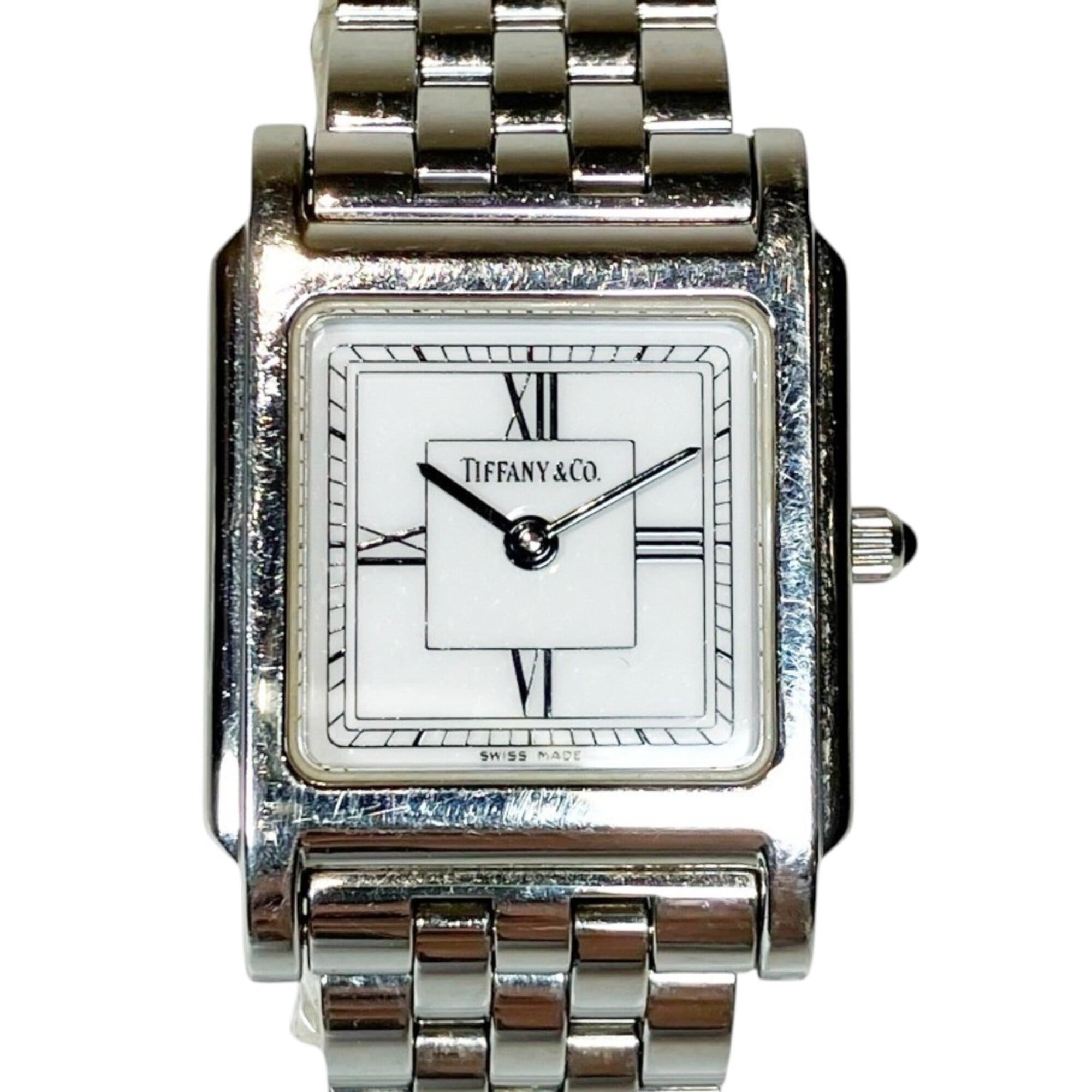 Tiffany & Co. wristwatch, total weight 52g, stainless steel, quartz movement, white dial.