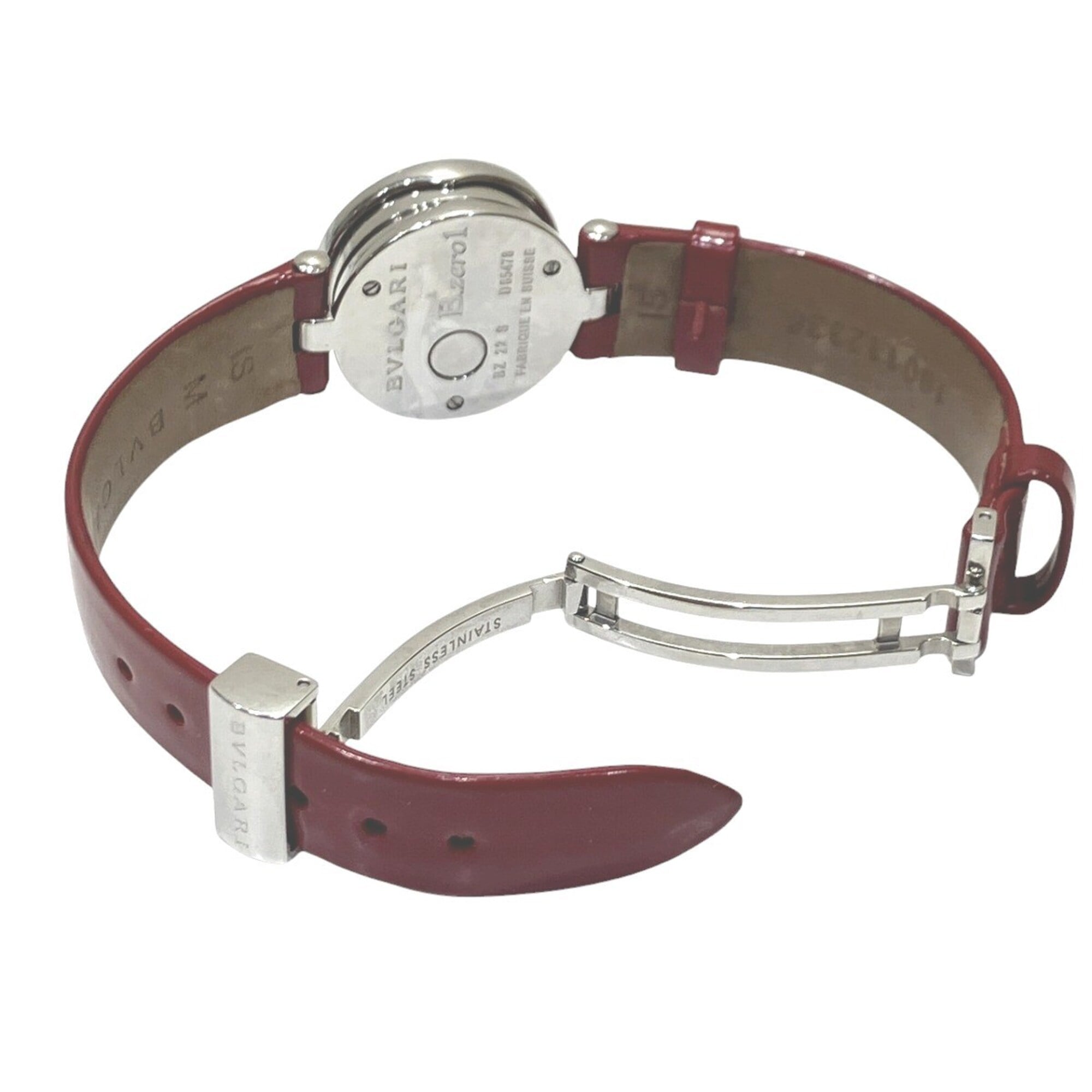 Bulgari Watch, Total Weight 26.8g, Stainless Steel, Genuine Leather Strap, Quartz Movement, Pink Mother-of-Pearl Dial, BZ22S
