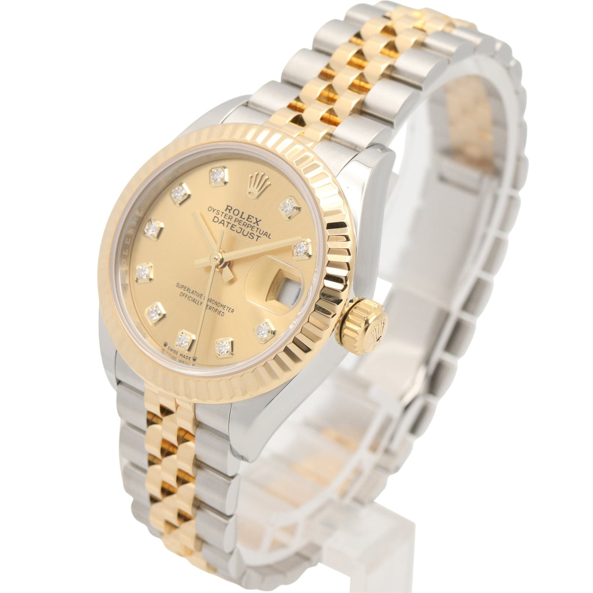 Montre Rolex Datejust 10P Diamond 279173G Champagne, cadran doré, 28 mm