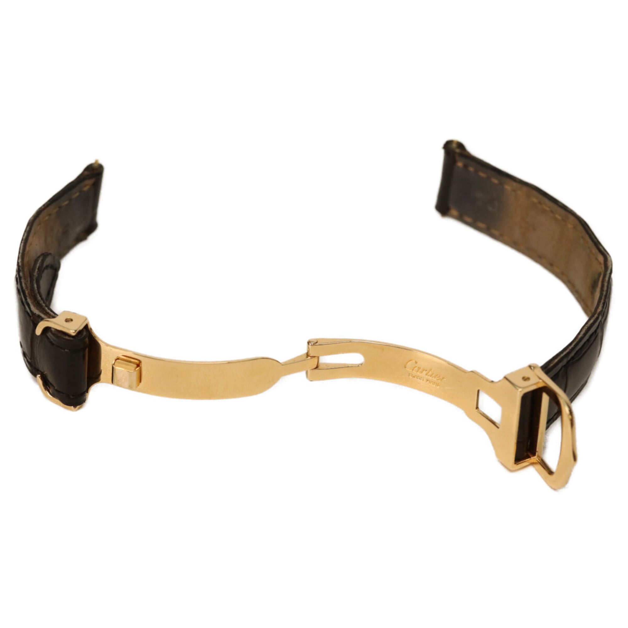 Cartier 925 Must Tank Vermeil SM Quarz-Lederuhr, Elfenbein, Damenuhr