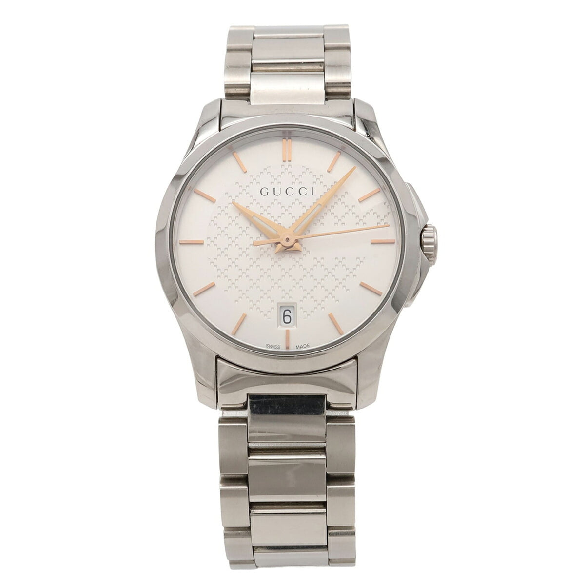 Gucci G-Timeless Collection GG Date YA126565 Silver Dial 27mm Watch