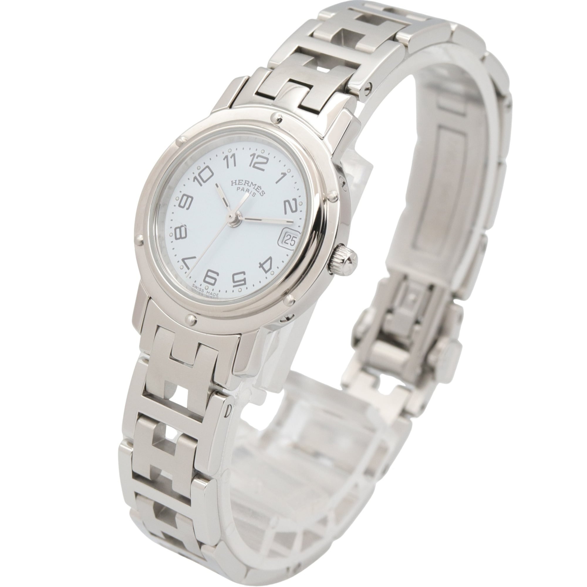 Hermes Clipper CL4.210 Horloge met witte wijzerplaat, 24 mm