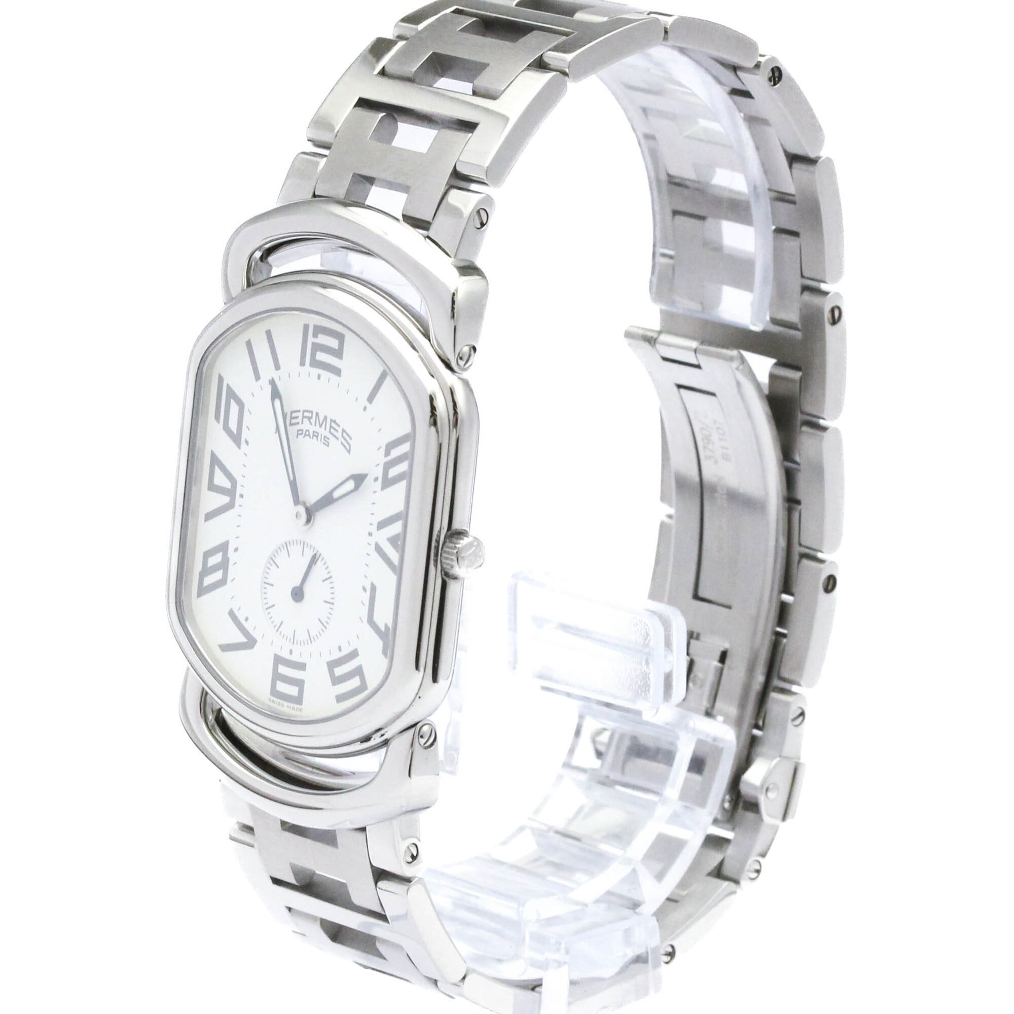 HERMES Rally Stainless Steel Quartz Mens Watch RA1.810 Polished