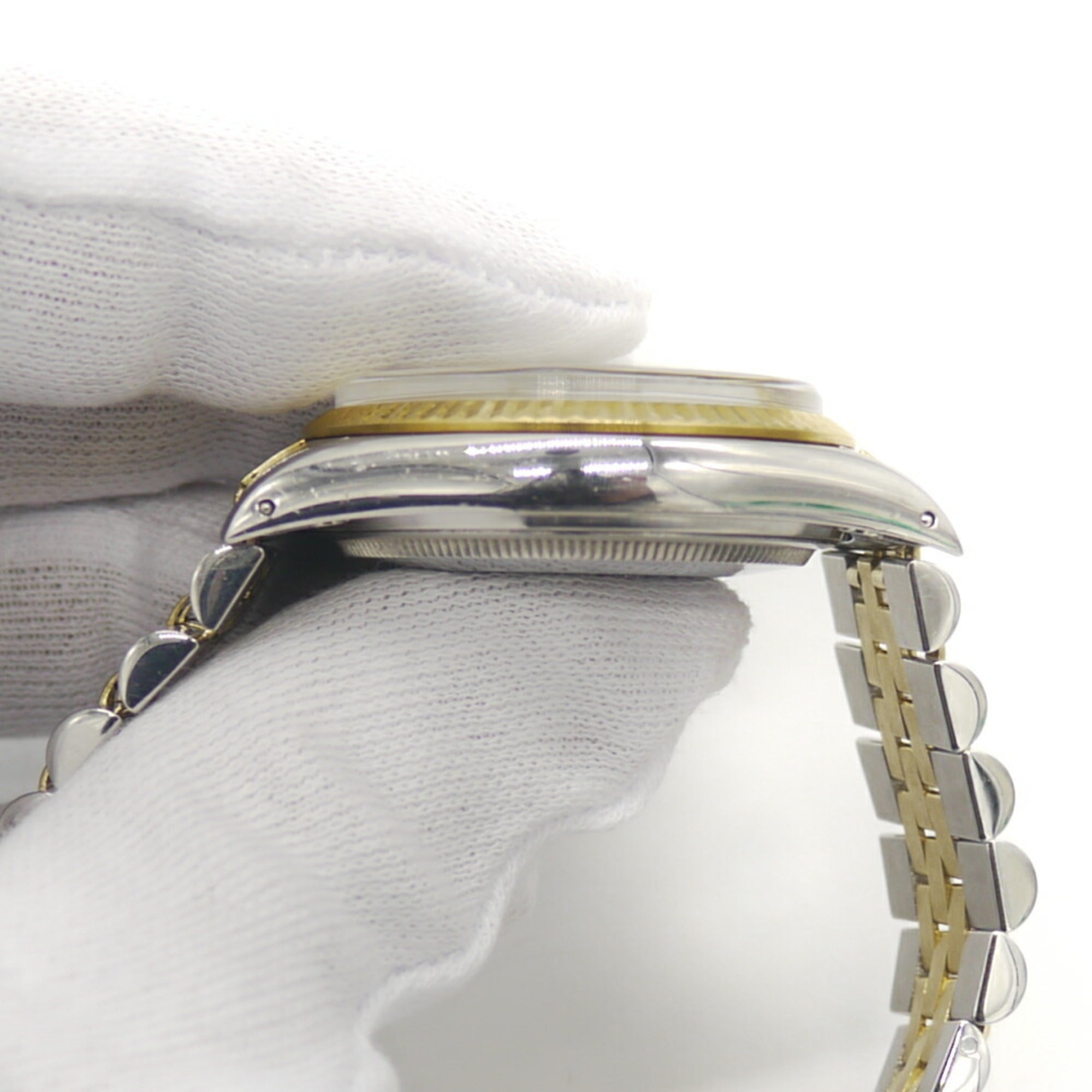 ROLEX Datejust 16013 met Romeinse indexen, R-serienummer, roestvrij staal/geelgoud, automatisch, ivoorkleurige wijzerplaat