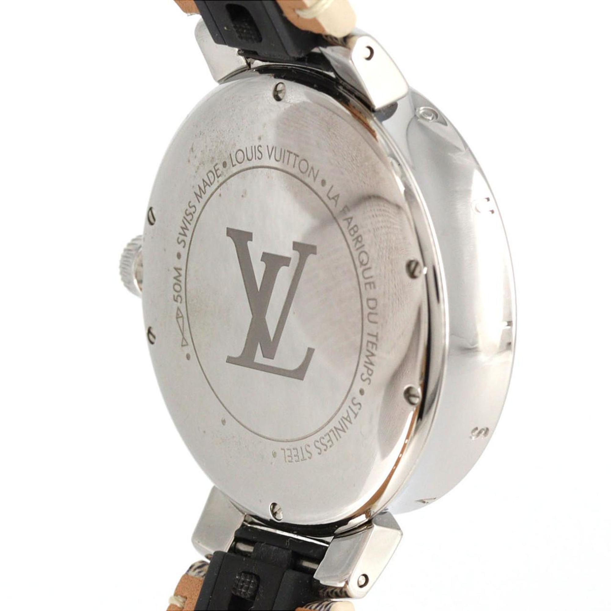 Louis Vuitton Tambour Dual Time 12P Circle D QA142 roestvrijstalen quartzhorloge