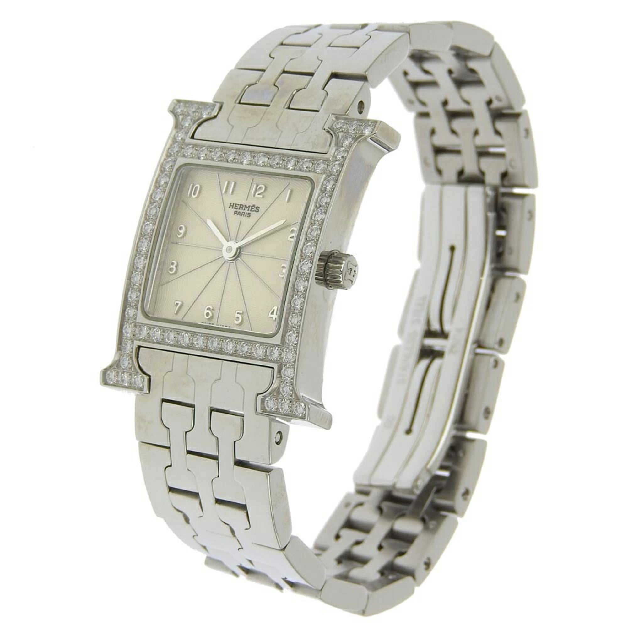 Hermes HERMES H Watch Wristwatch Diamond Bezel HH1.230 Stainless Steel Quartz Analog Display Silver Dial Women's