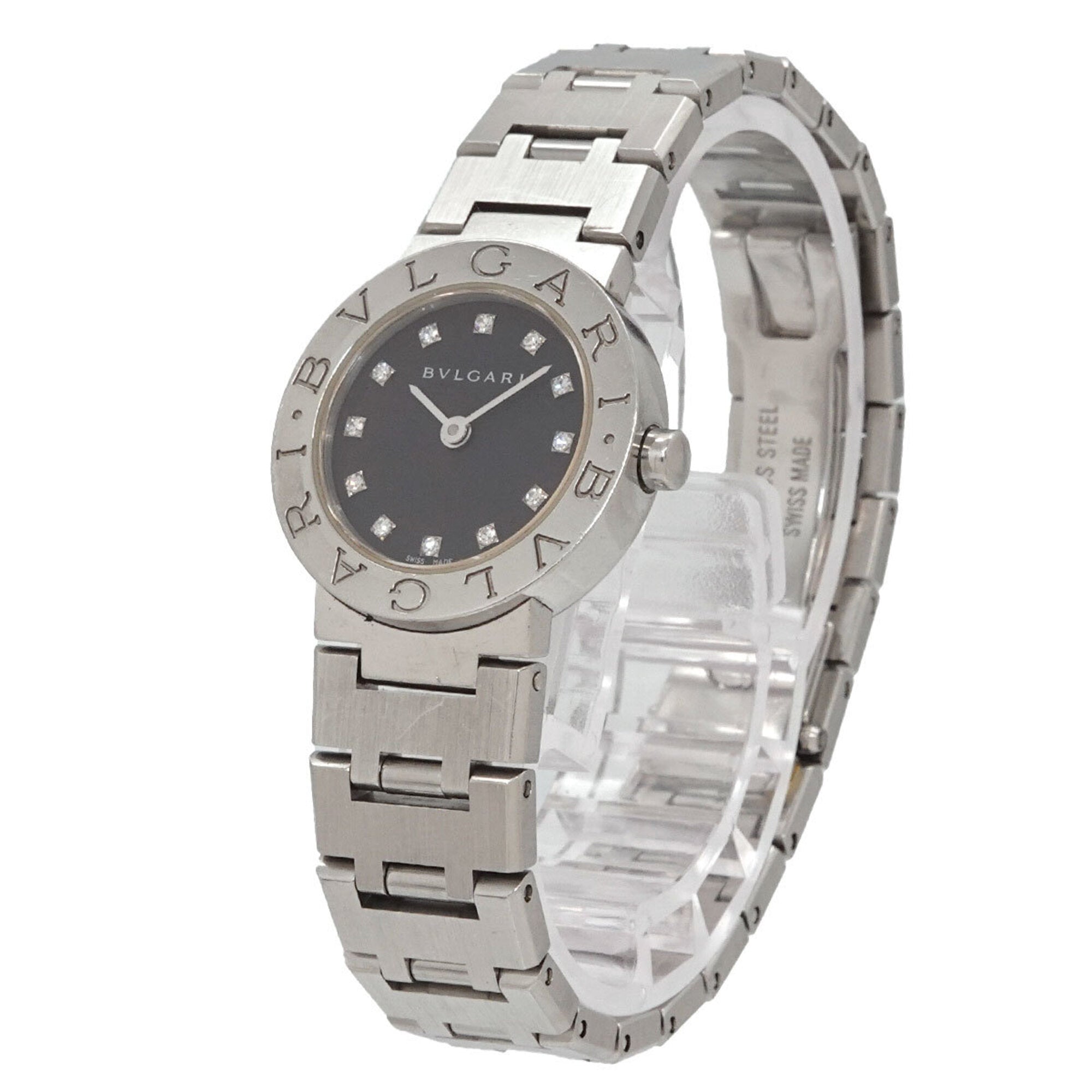 BVLGARI BB23SS Women's Watch 12P Diamond Silver Quartz
