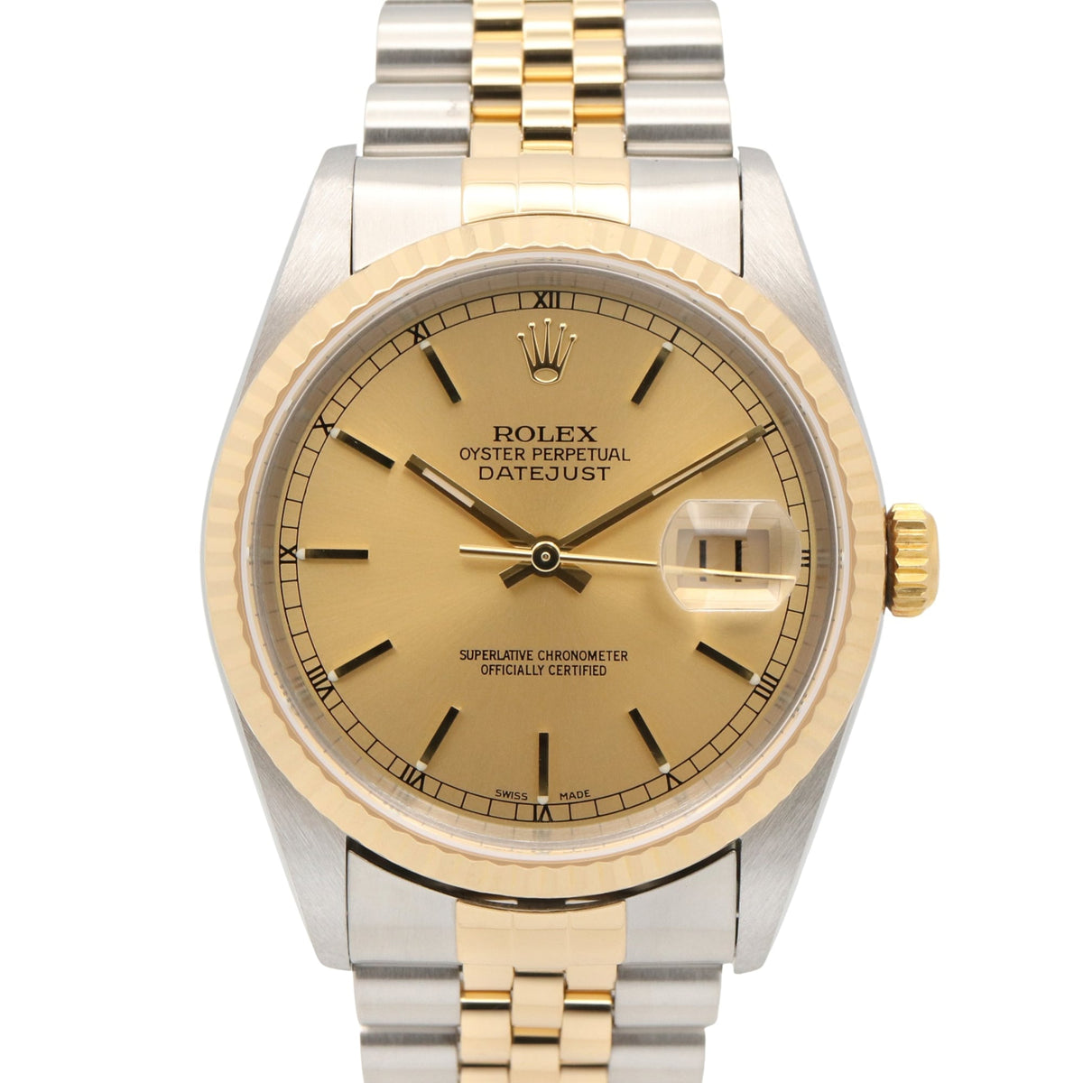 Rolex Datejust 16233 Champagne, Gold Dial 36mm Watch
