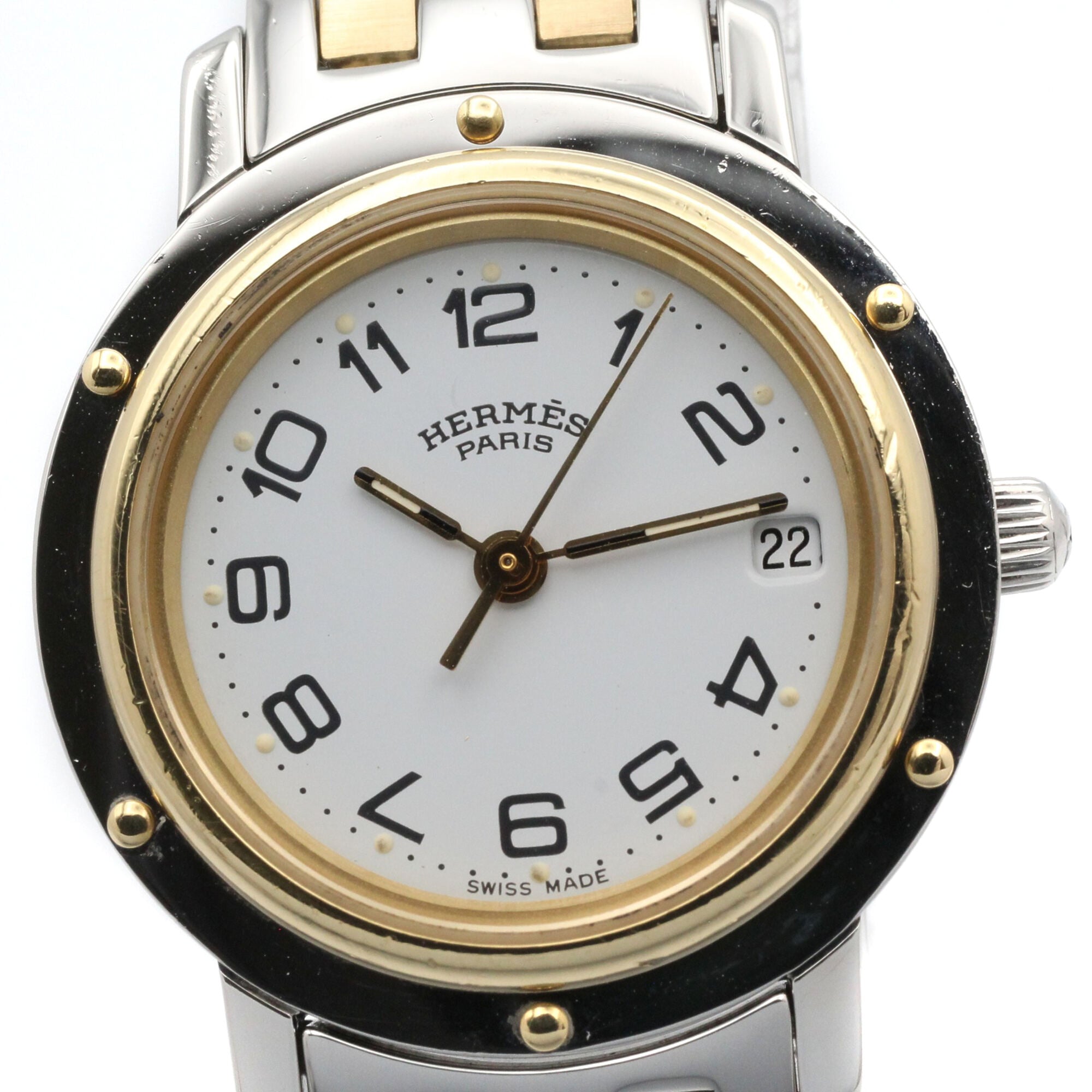 Hermes Clipper Gold Plated Stainless Steel Wo White CL4.220