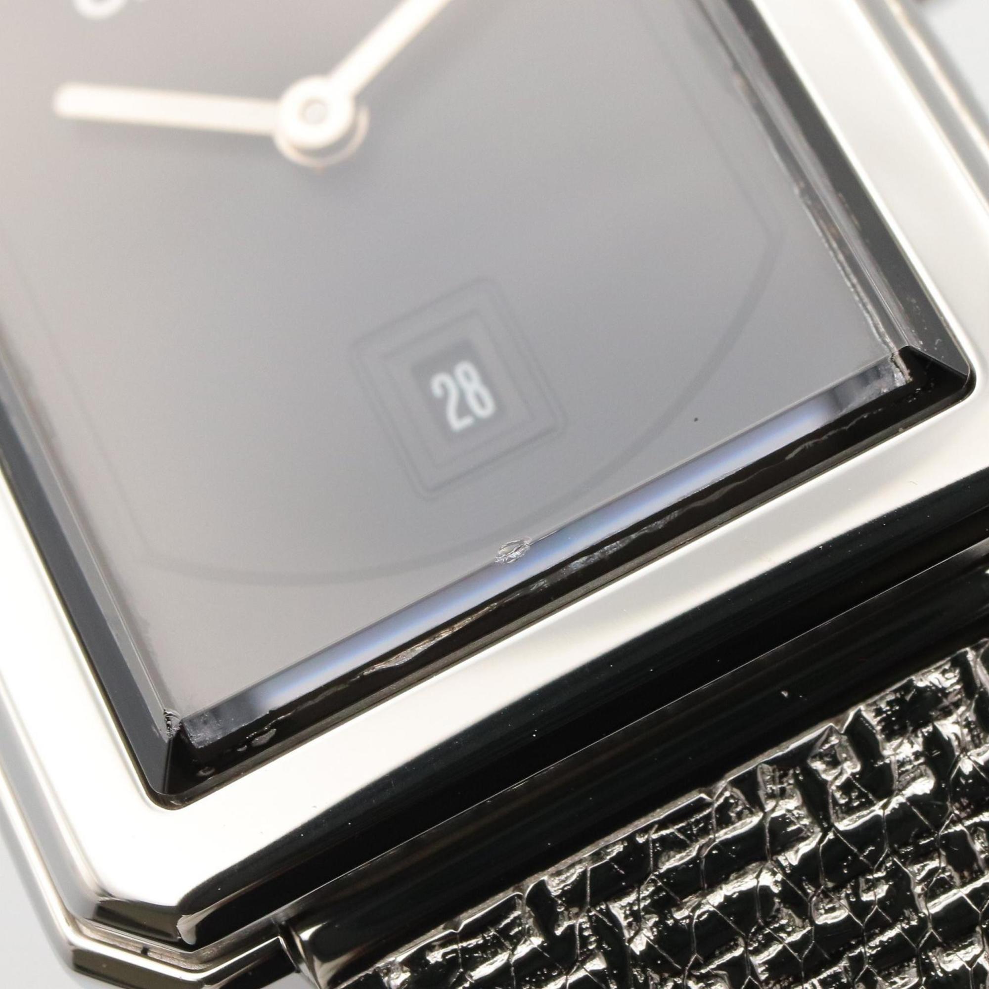 CHANEL Boyfriend Tweed-horloge, roestvrij staal, dames, zwart, H4878