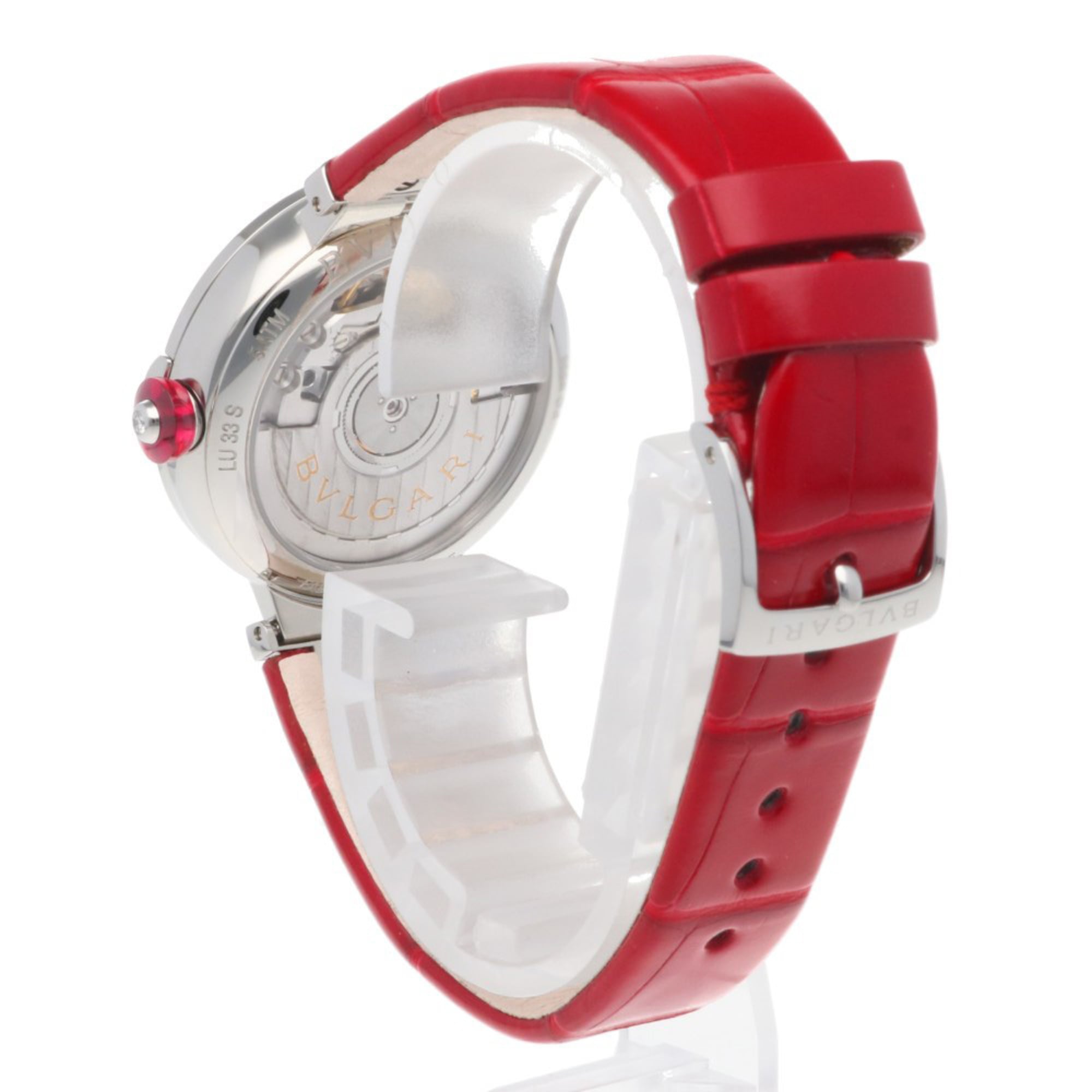 Bvlgari Lucea roestvrijstalen dameshorloge LU33C2SLD/11, automatisch, BVLGARI, roze kast met 11 diamanten